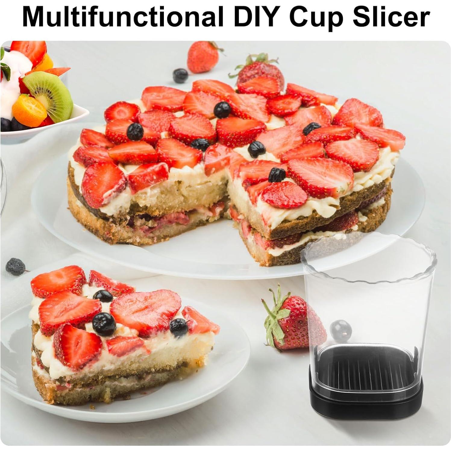 Taza Cortadora de Frutas UQOOQFA - Cortador de Fresas Negro