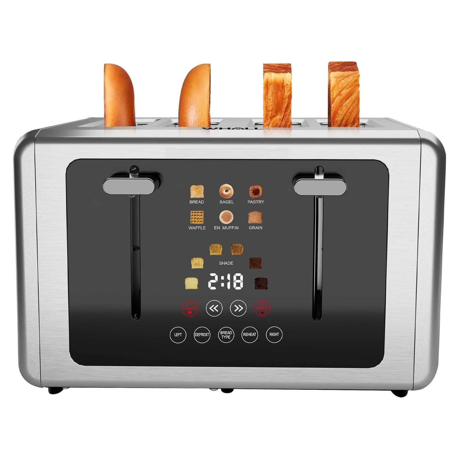 Tostadora de 4 Rebanadas Whall Acero Inoxidable Pantalla Táctil