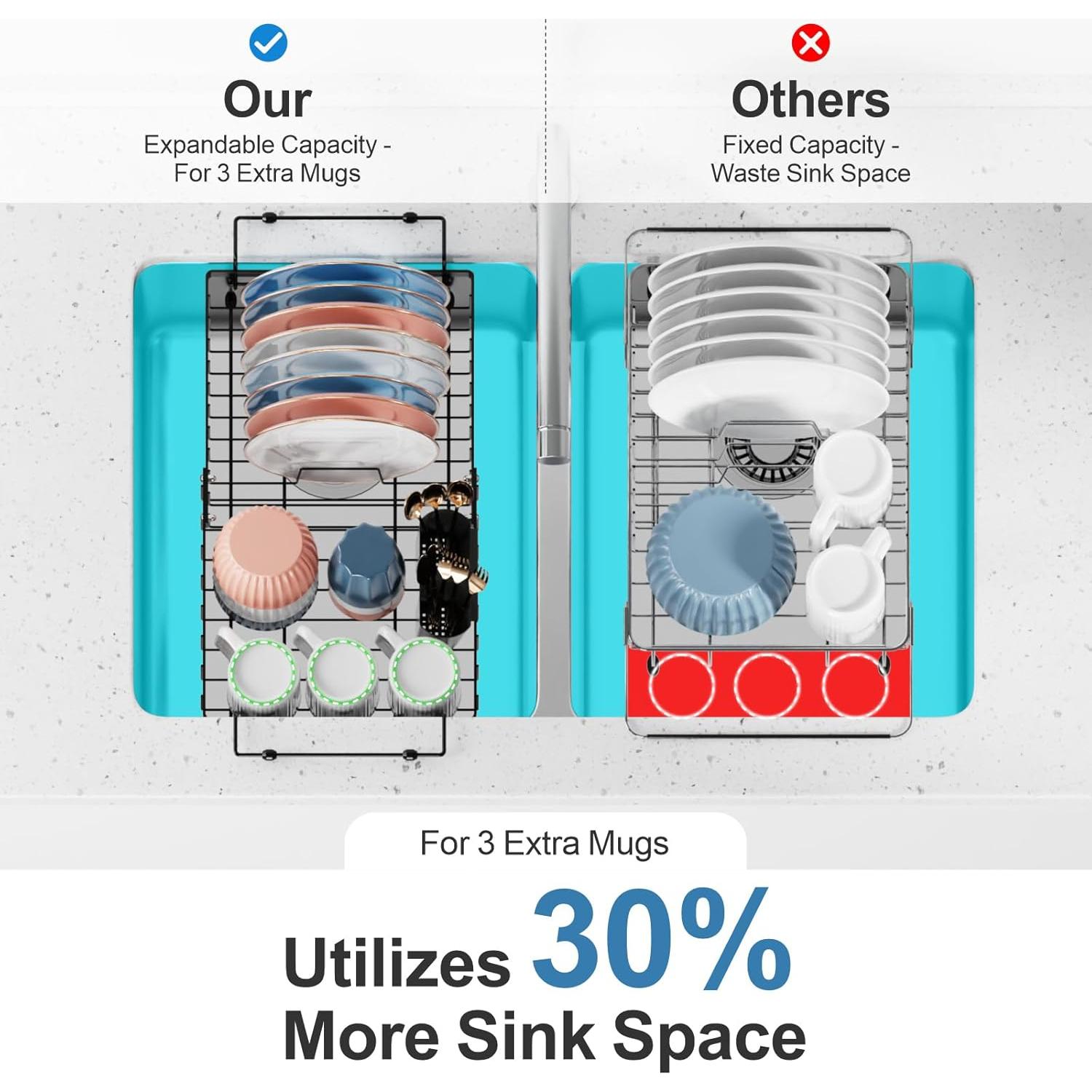 Estante Secado Platos iSPECLE Grande Ajustable 15.8-22.2" Negro