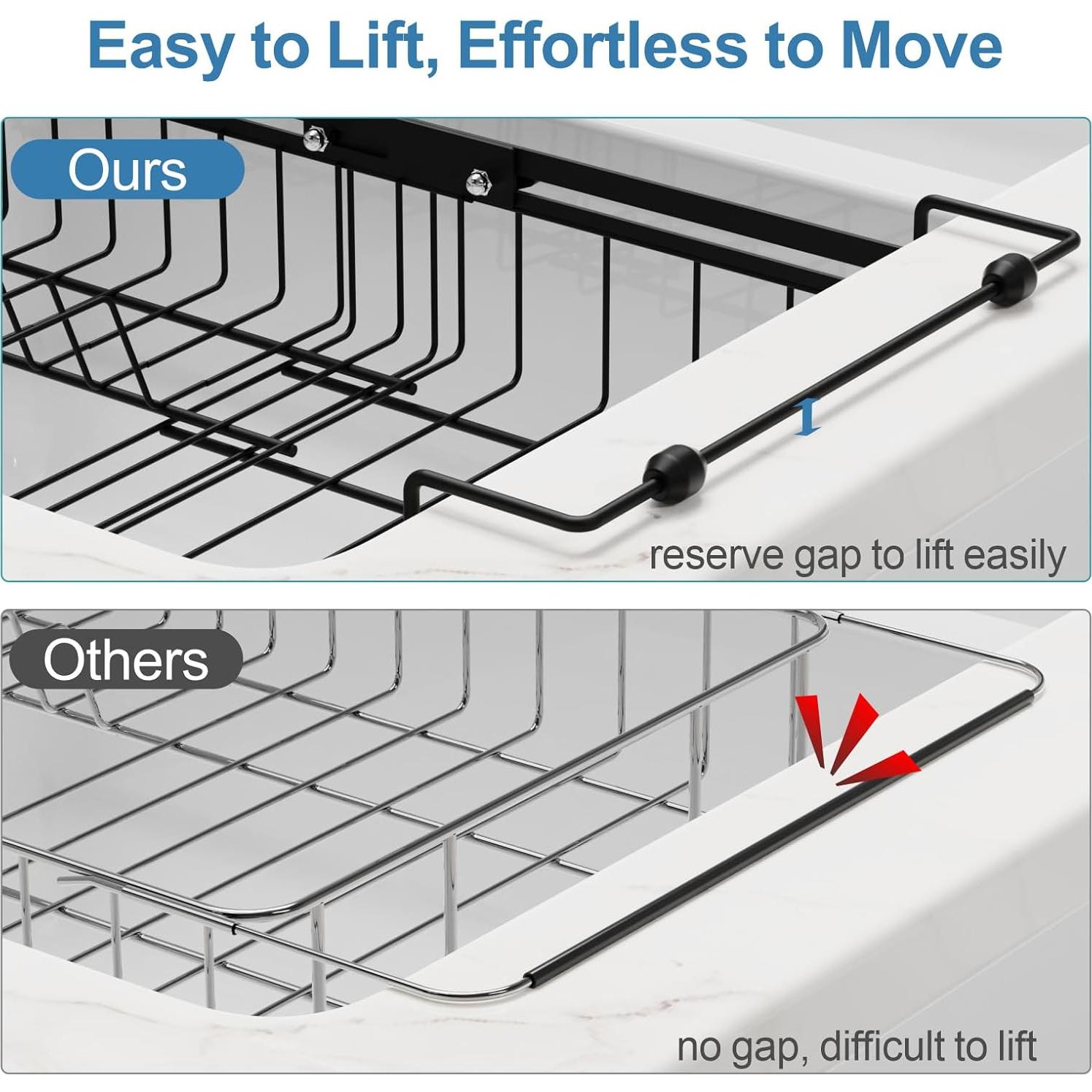 Estante Secado Platos iSPECLE Grande Ajustable 15.8-22.2" Negro
