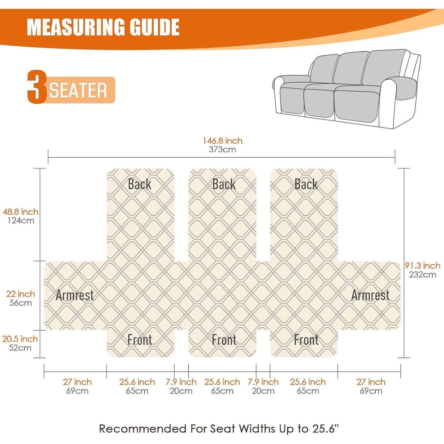 Funda Impermeable para Sofá Recliner VANSOFY 3 Plazas Café