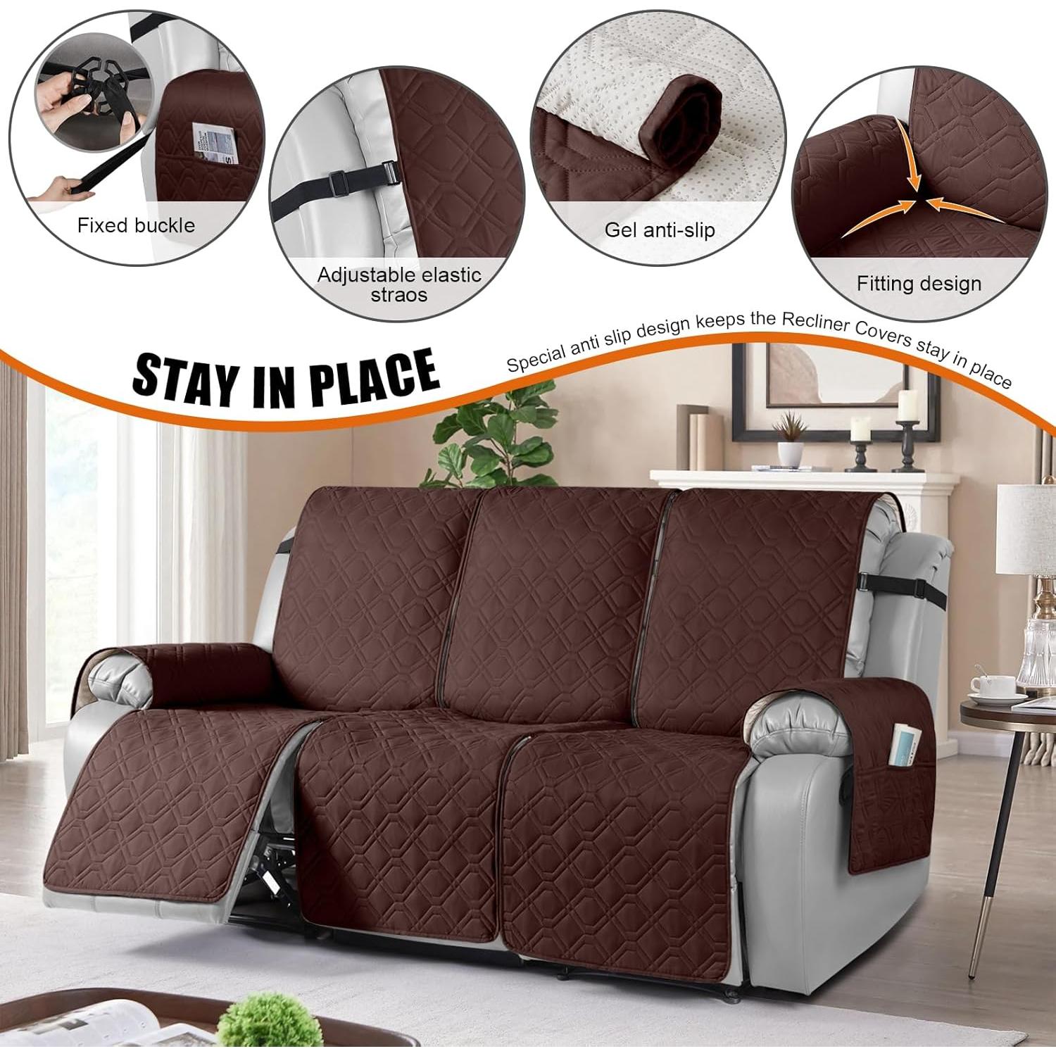 Funda Impermeable para Sofá Recliner VANSOFY 3 Plazas Café