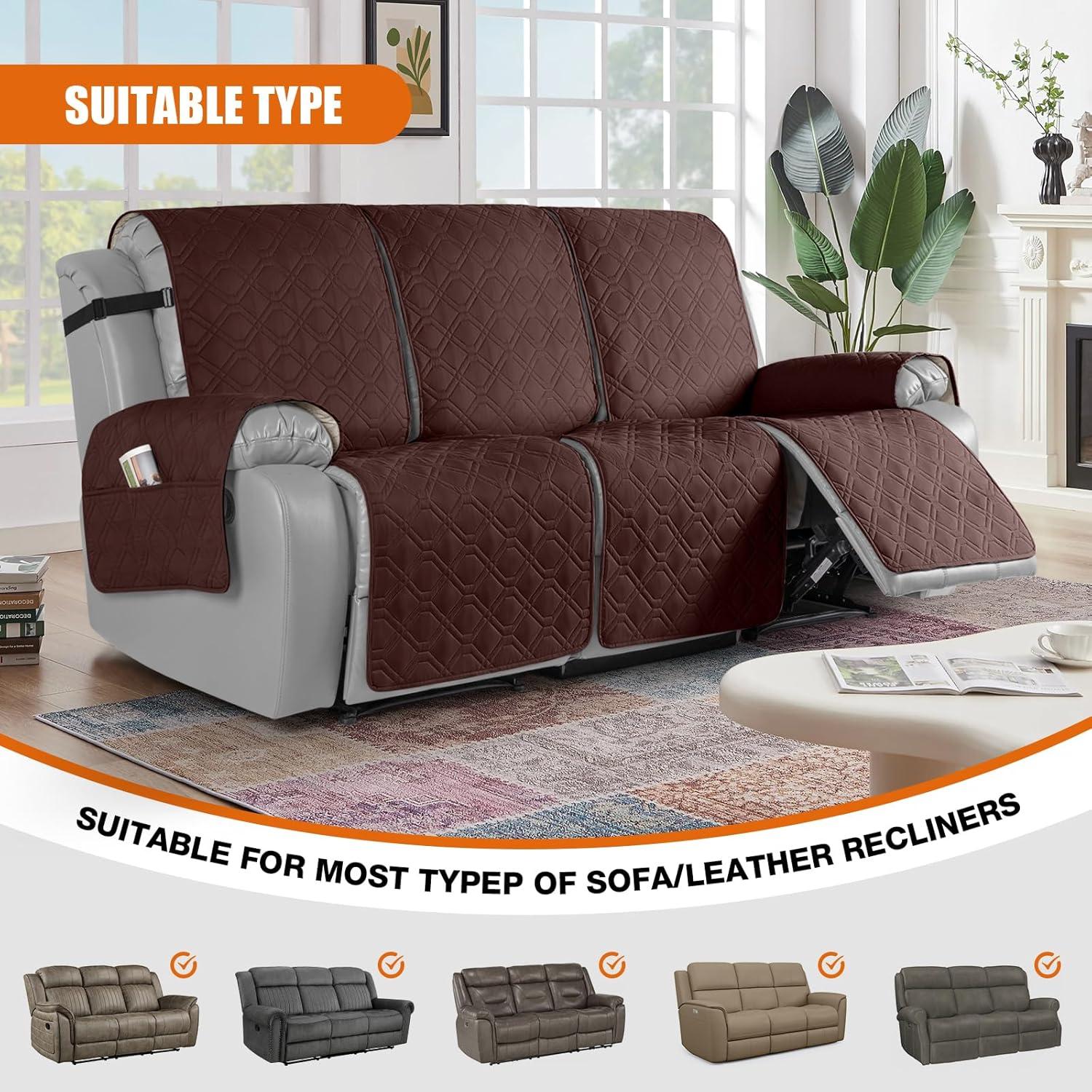 Funda Impermeable para Sofá Recliner VANSOFY 3 Plazas Café
