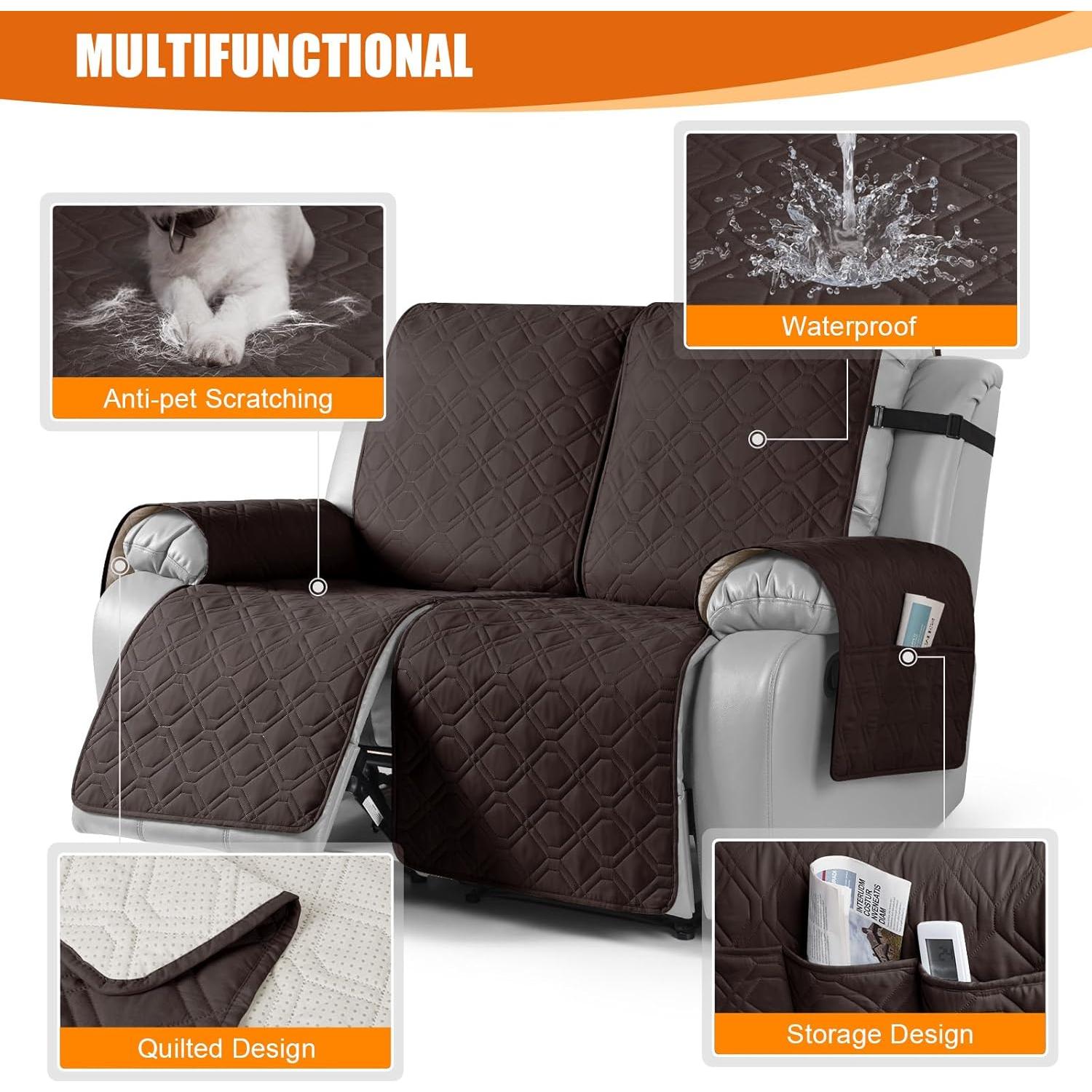 Funda Impermeable para Sofá Recliner VANSOFY 2 Plazas Chocolate