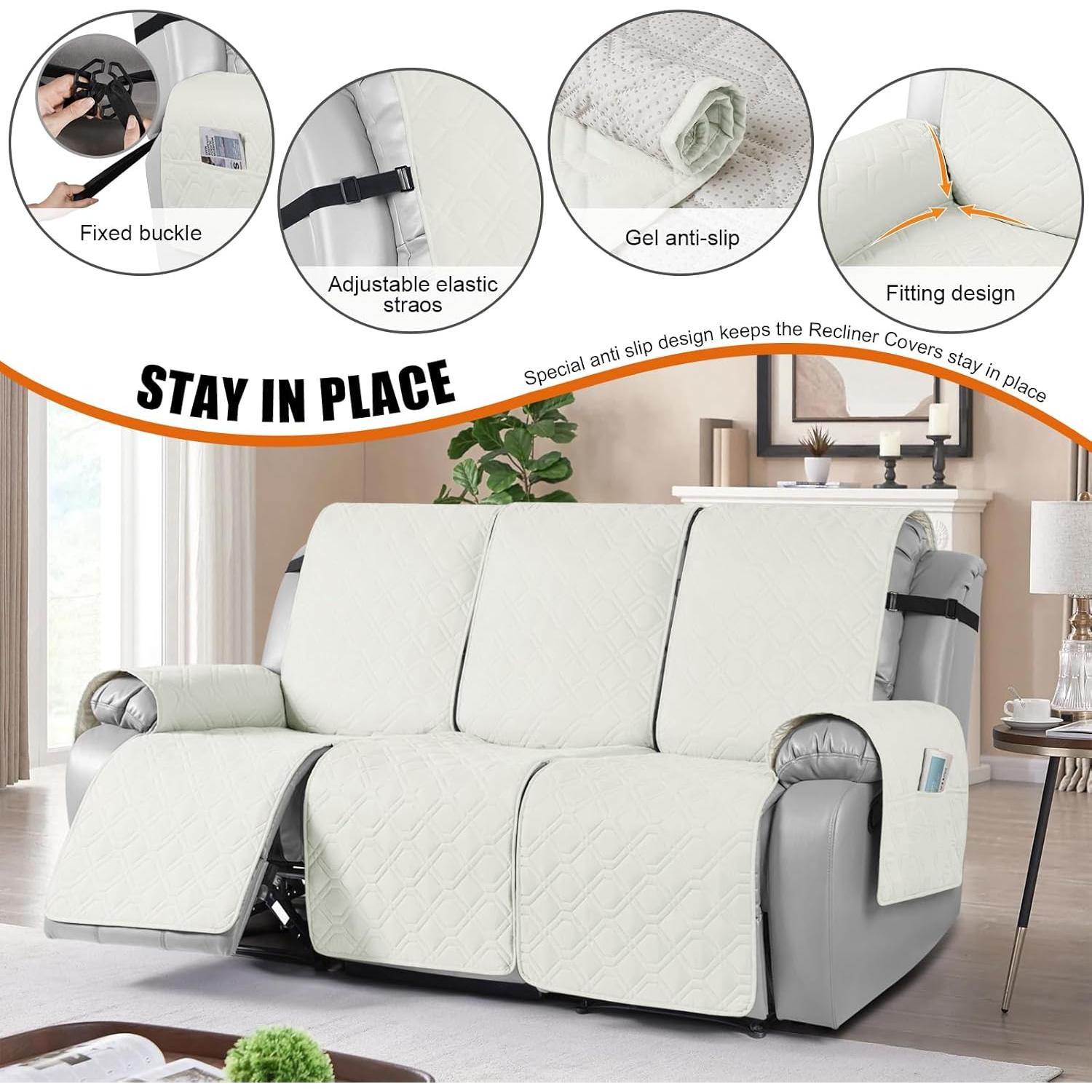 Funda Impermeable para Sofá Recliner VANSOFY 3 Plazas Antideslizante