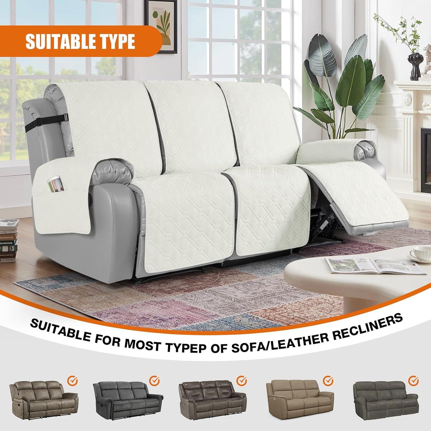 Funda Impermeable para Sofá Recliner VANSOFY 3 Plazas Antideslizante