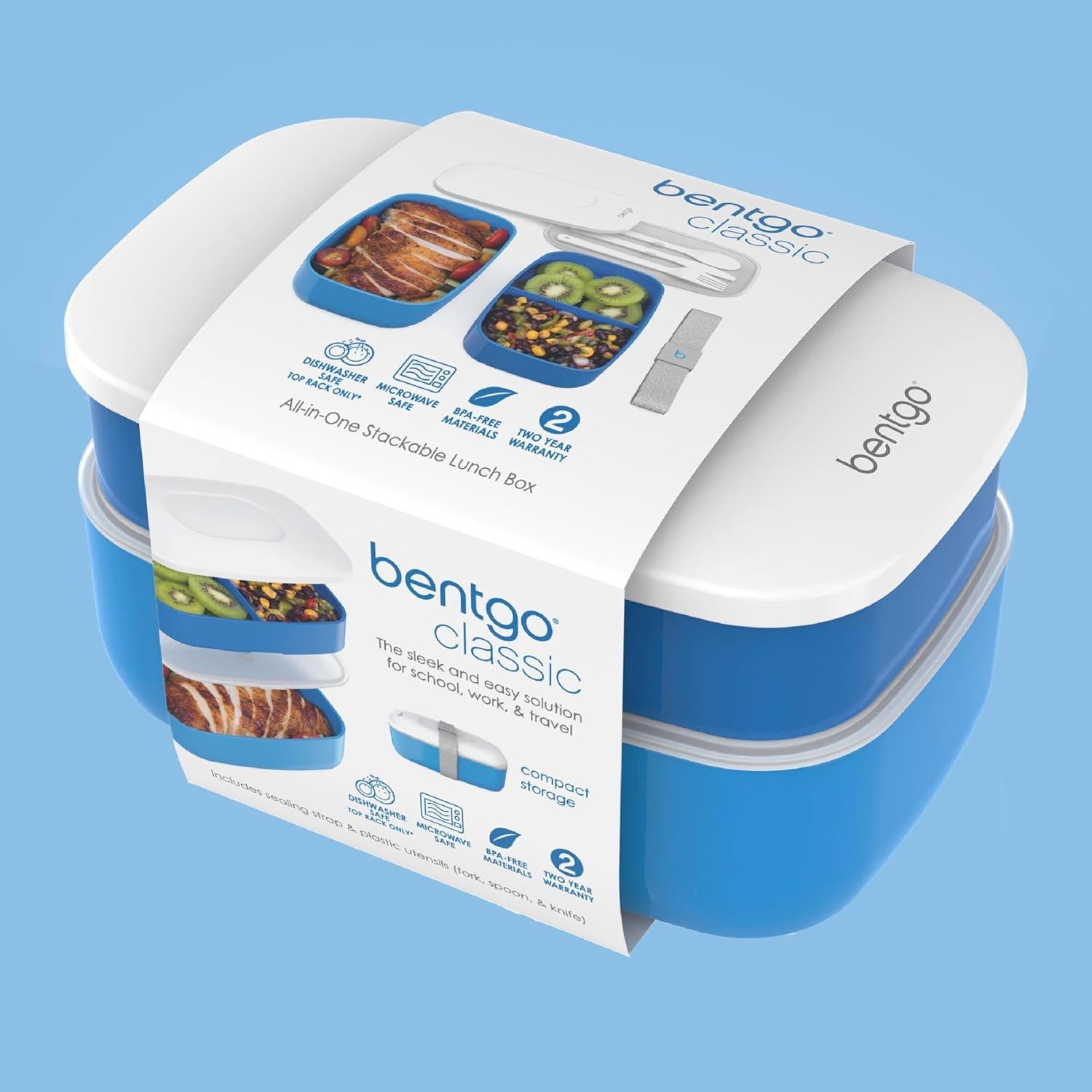 Bentgo Classic - Caja Bento Apilable 3 Compartimentos Azul