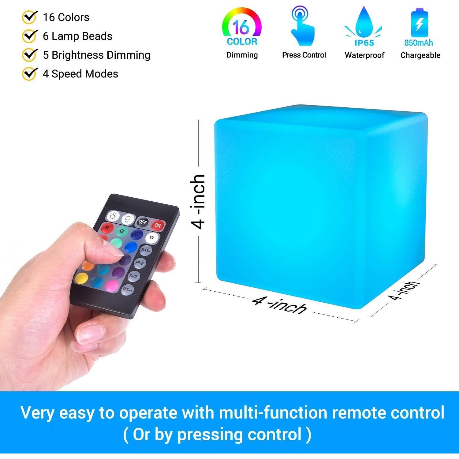 Lámpara Cubo LED LOFTEK 10 cm RGB 16 Colores Control Remoto