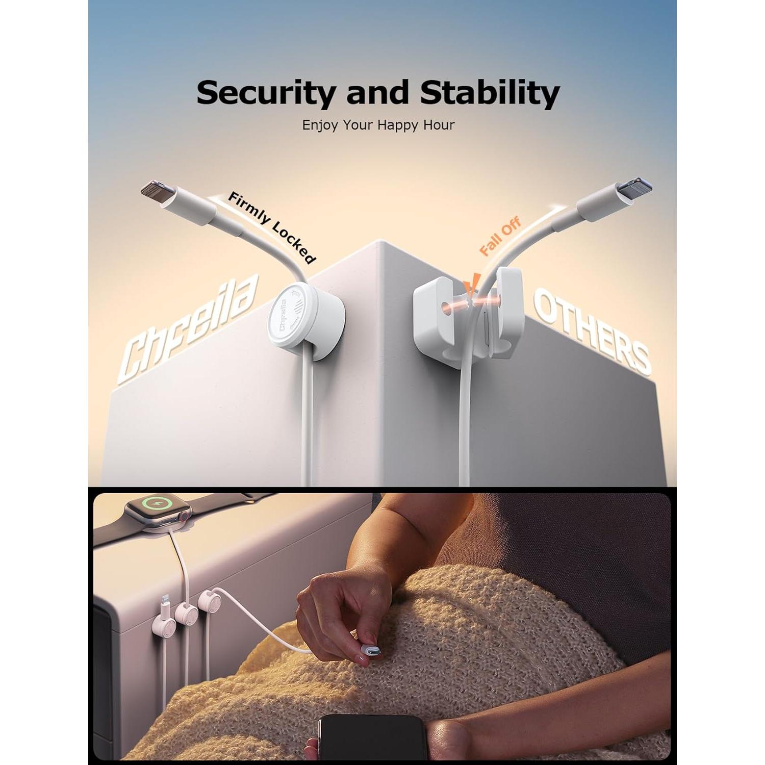 Paquete de 9 Clips Magnéticos Chfeila para Cables - Blanco