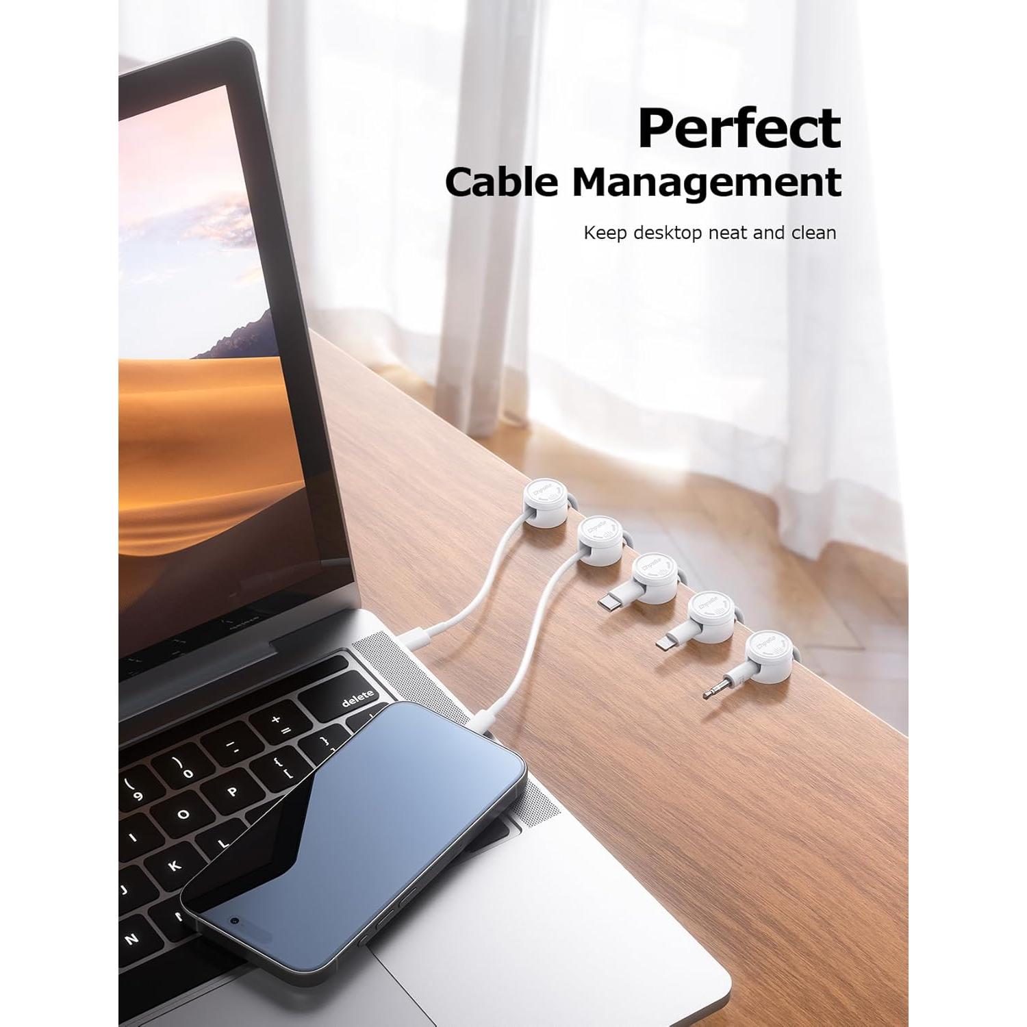 Paquete de 9 Clips Magnéticos Chfeila para Cables - Blanco