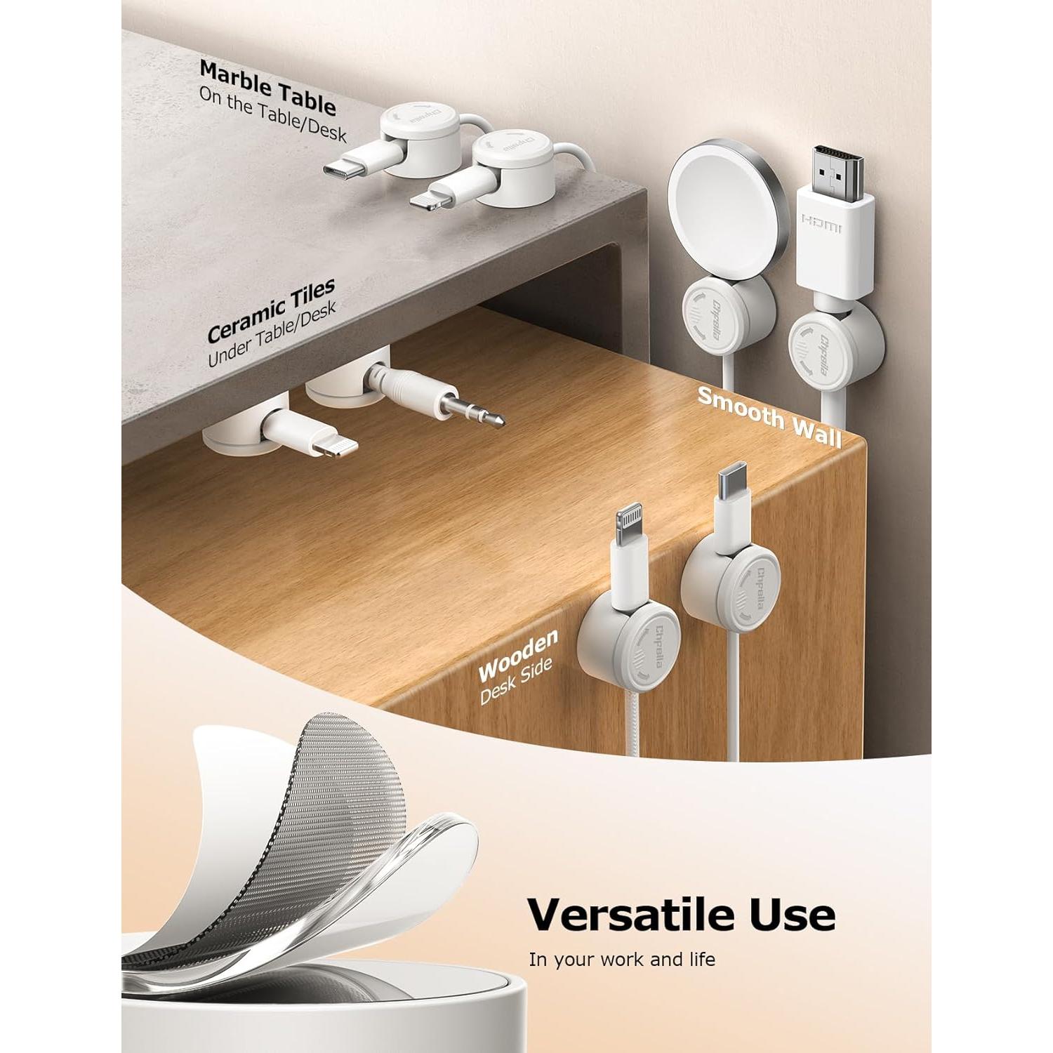 Paquete de 9 Clips Magnéticos Chfeila para Cables - Blanco