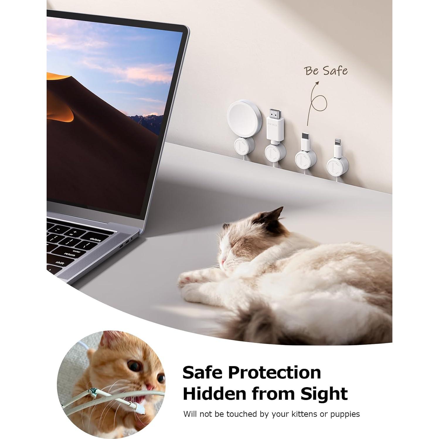 Paquete de 9 Clips Magnéticos Chfeila para Cables - Blanco