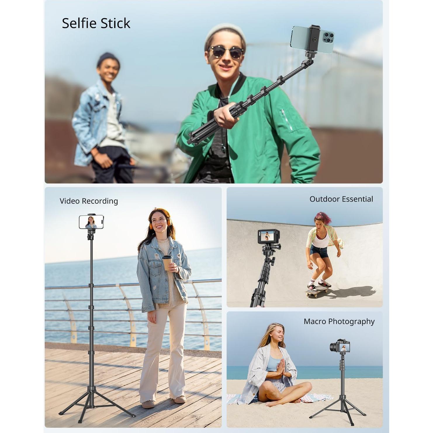 Trípode Extensible Sensyne 62" para Teléfono y Selfie Stick