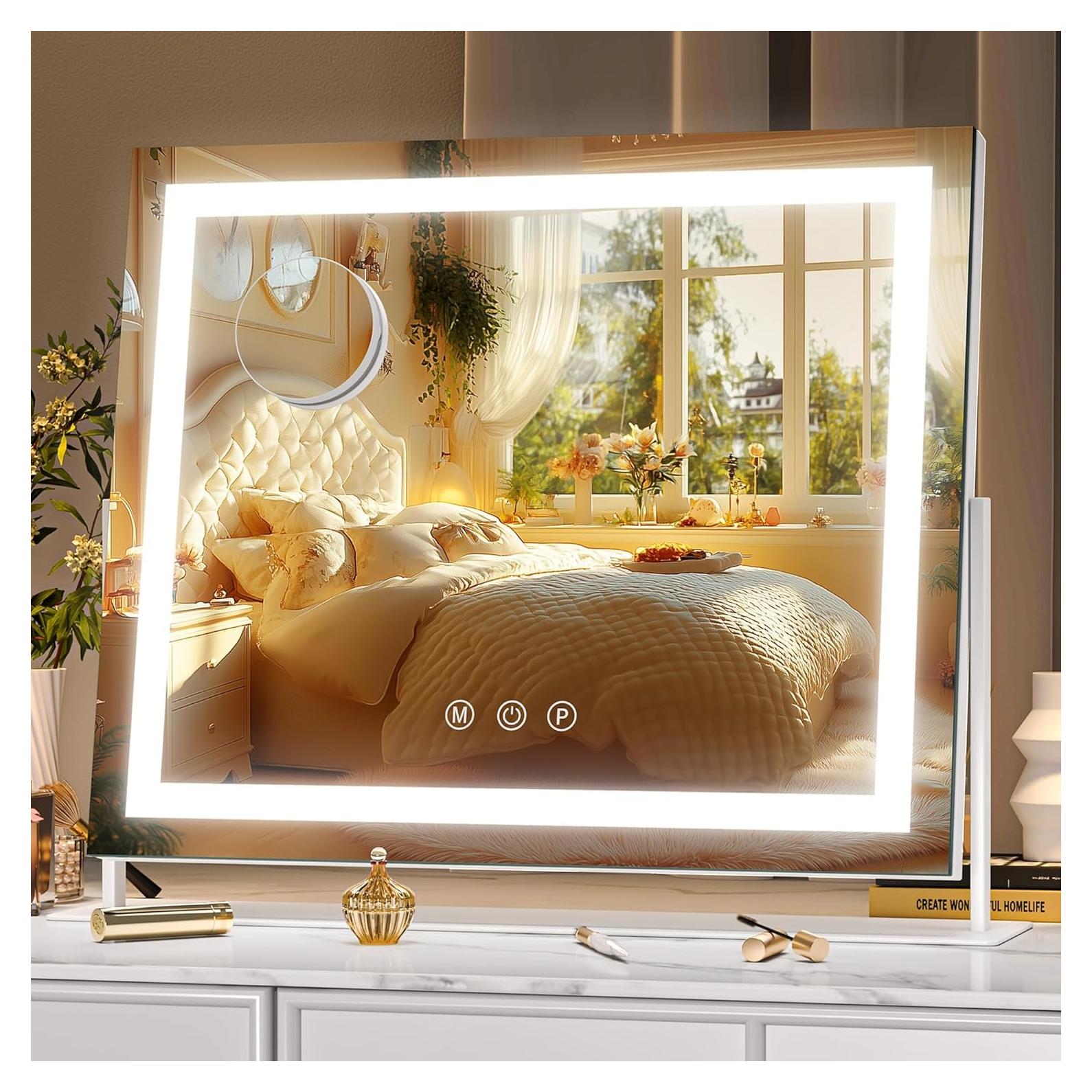 Espejo de tocador Hasipu LED 35x27 cm con aumento 10X