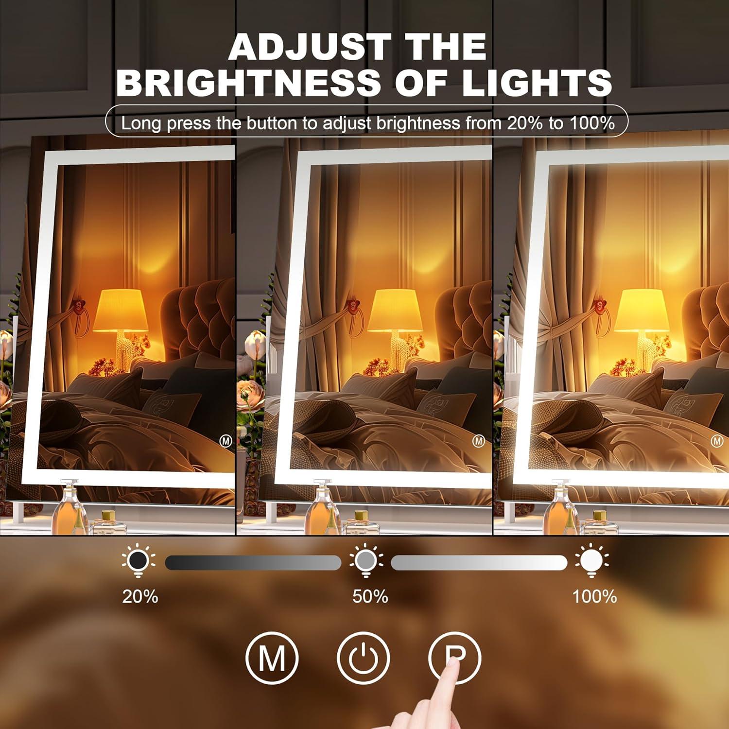 Espejo de tocador Hasipu LED 35x27 cm con aumento 10X