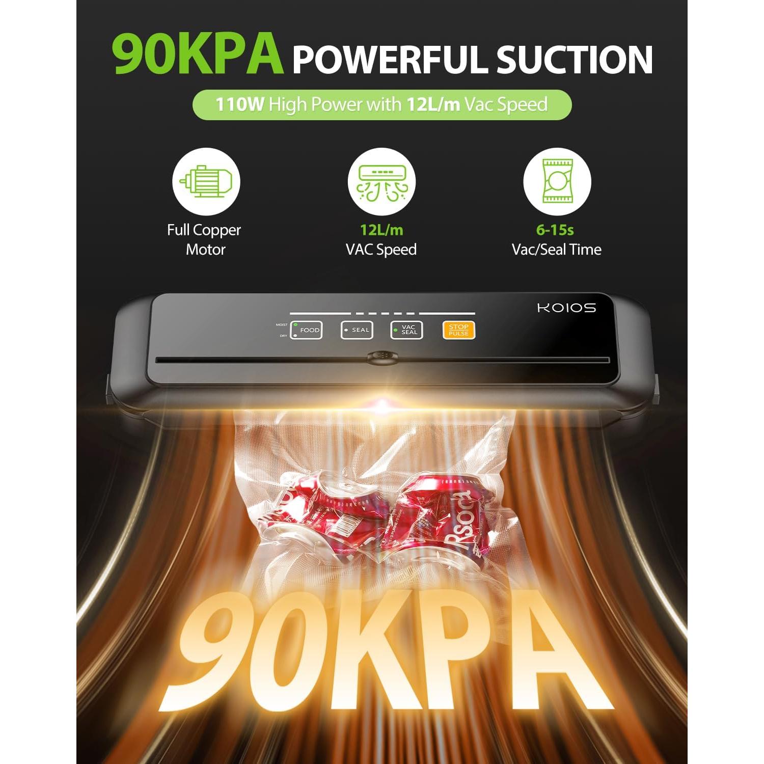 Máquina Selladora al Vacío KOIOS VS6621 Automática 110W Negra