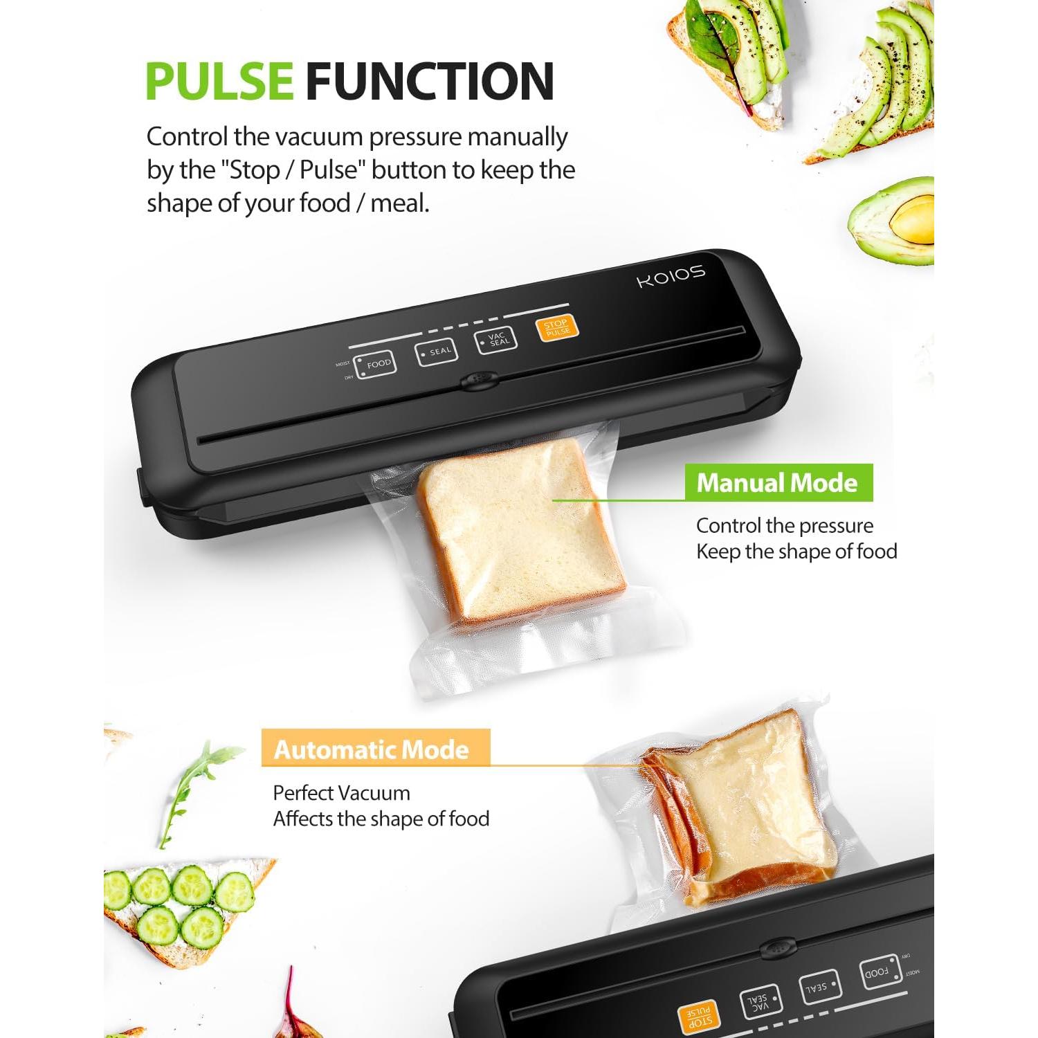 Máquina Selladora al Vacío KOIOS VS6621 Automática 110W Negra