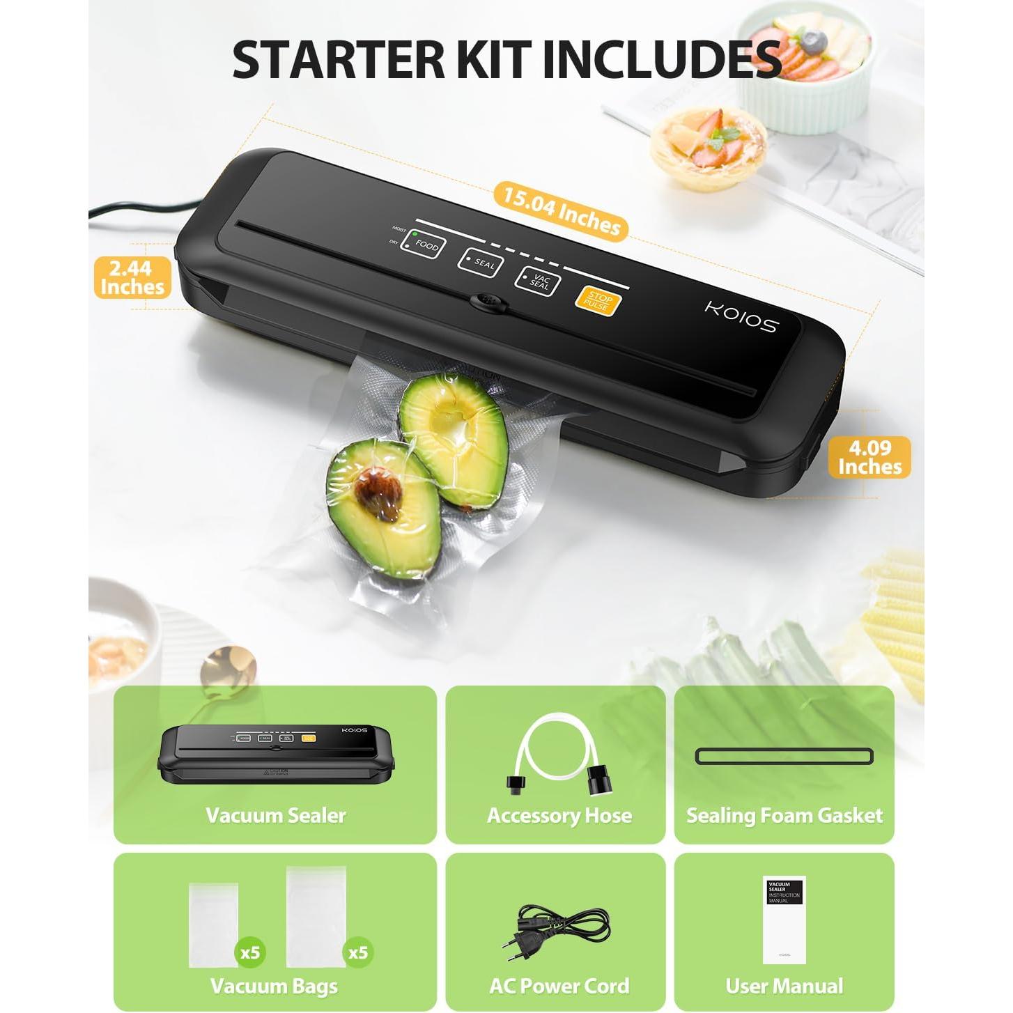 Máquina Selladora al Vacío KOIOS VS6621 Automática 110W Negra