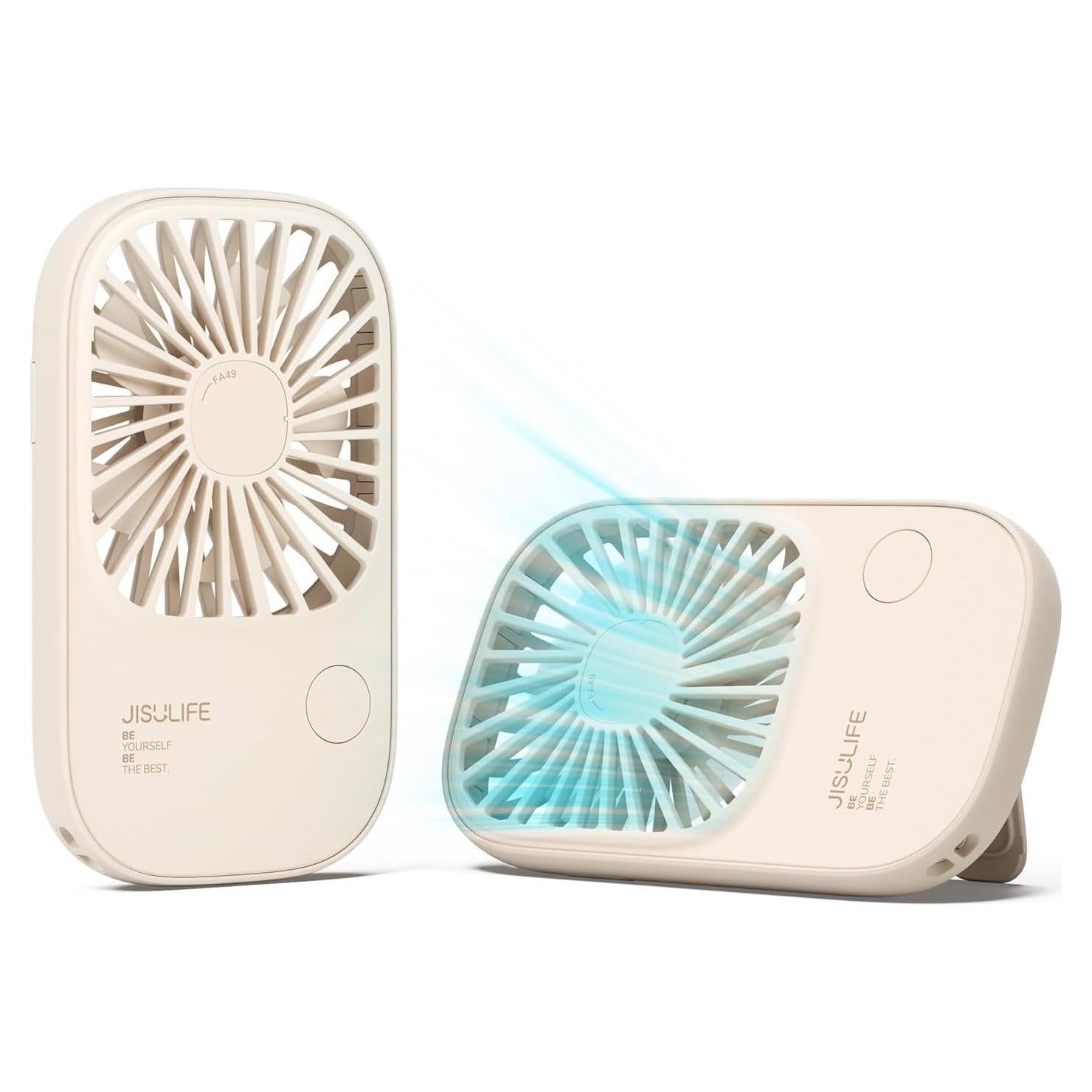 Ventilador de Mano JISULIFE Beige Portátil Recargable USB 3 Velocidades