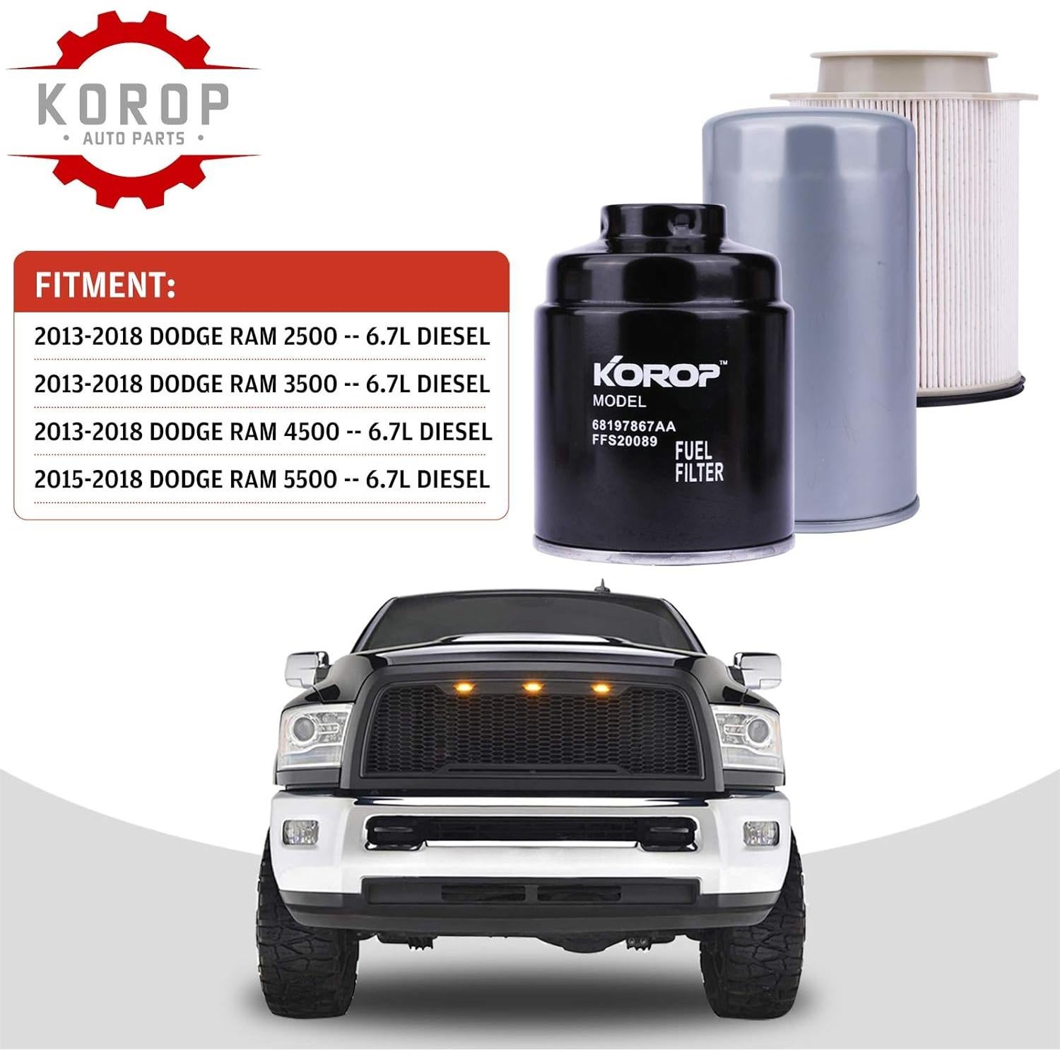 Juego de Filtro de Combustible KOROP para Ram 6.7L Diesel 2013-2018