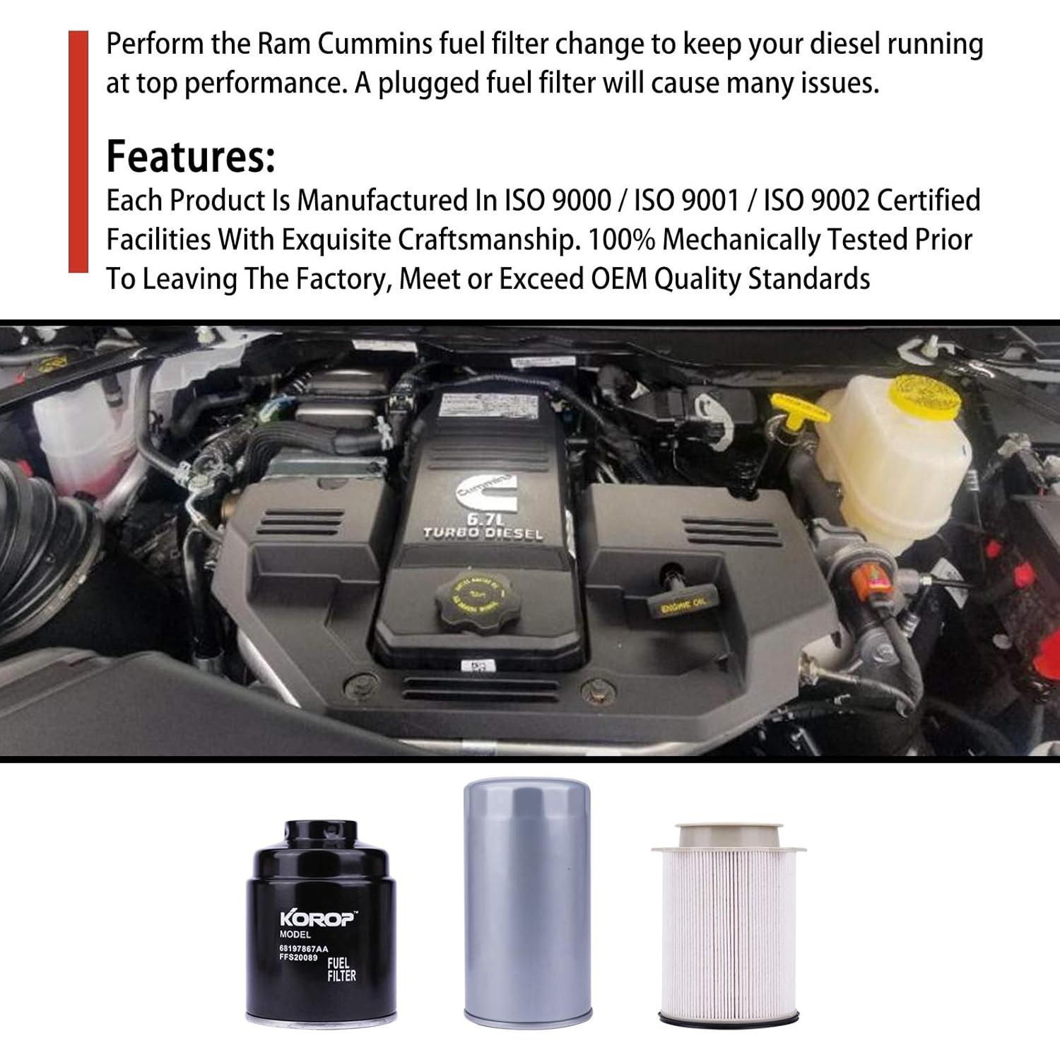 Juego de Filtro de Combustible KOROP para Ram 6.7L Diesel 2013-2018