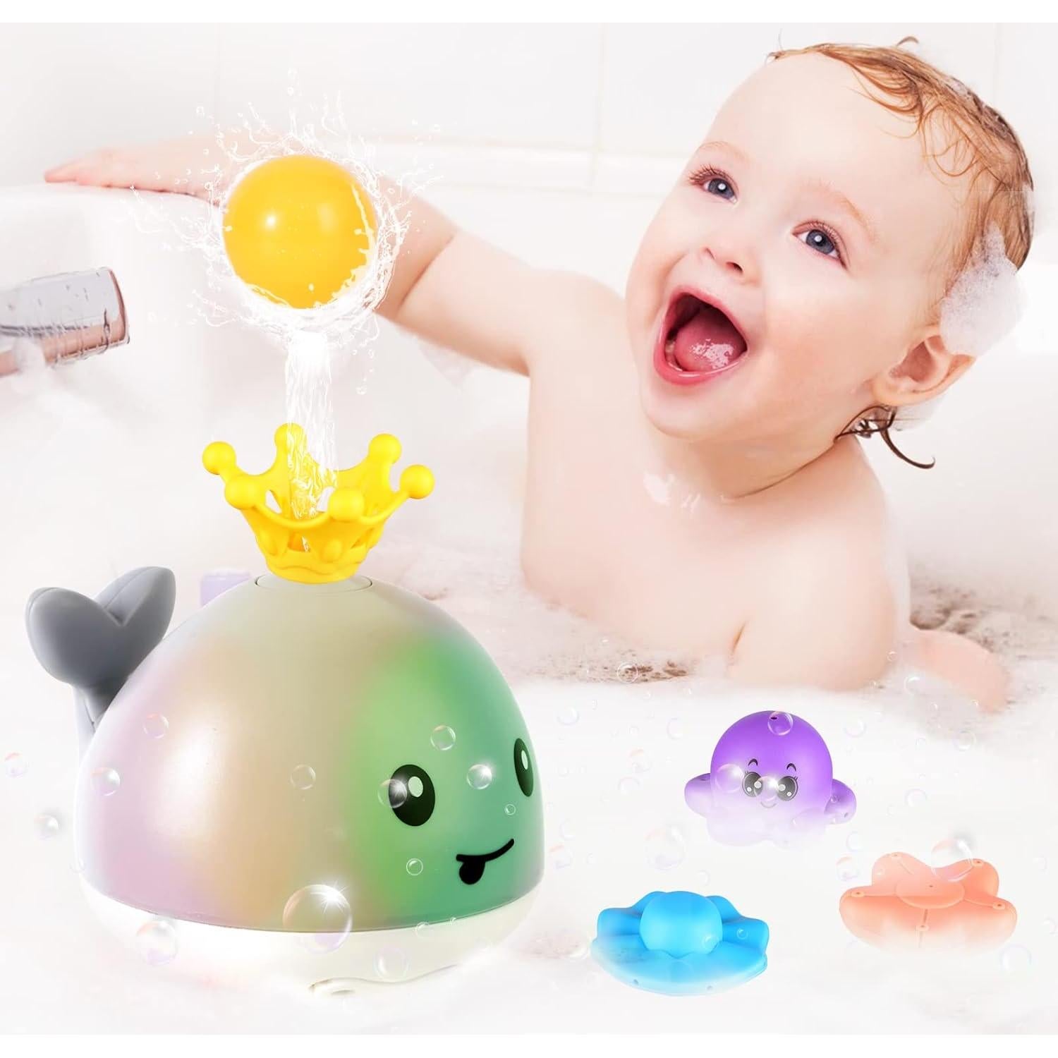 Juguete de Baño Ballena Gigilli con Luz y 4 Modos de Rociado
