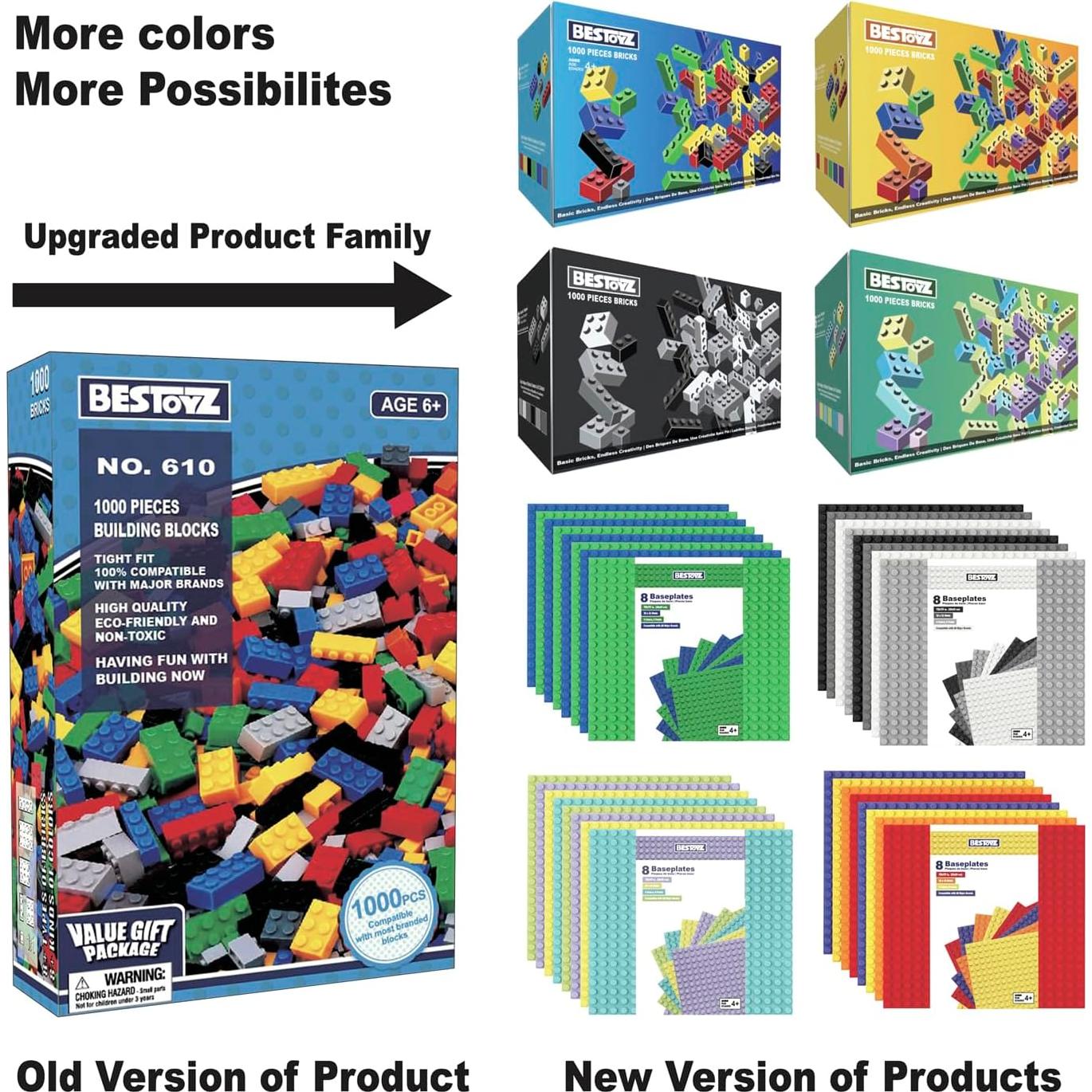 Bloques de Construcción 1000 Piezas 4 Colores para Niños