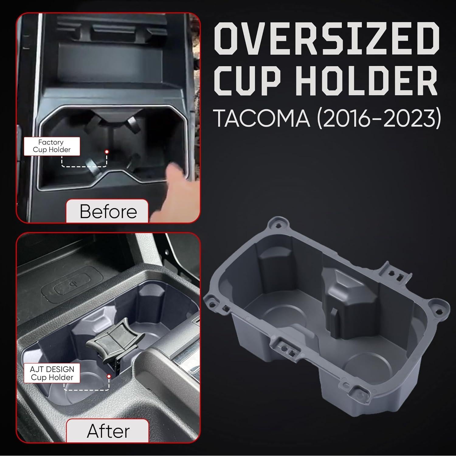 Soporte de Taza AJT Design para Toyota Tacoma 2016-2023