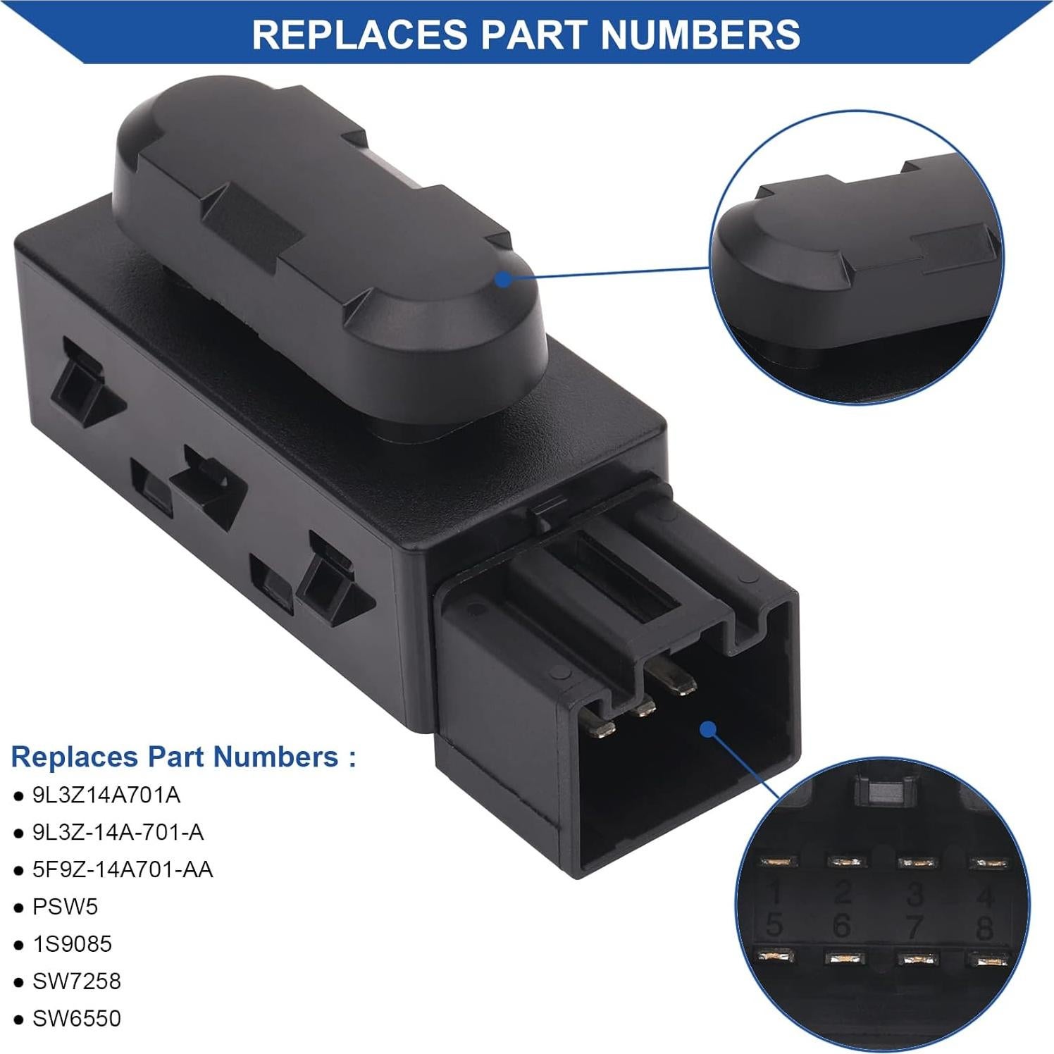 Interruptor de Asiento Eléctrico Obaee 6 Vías Compatible Ford