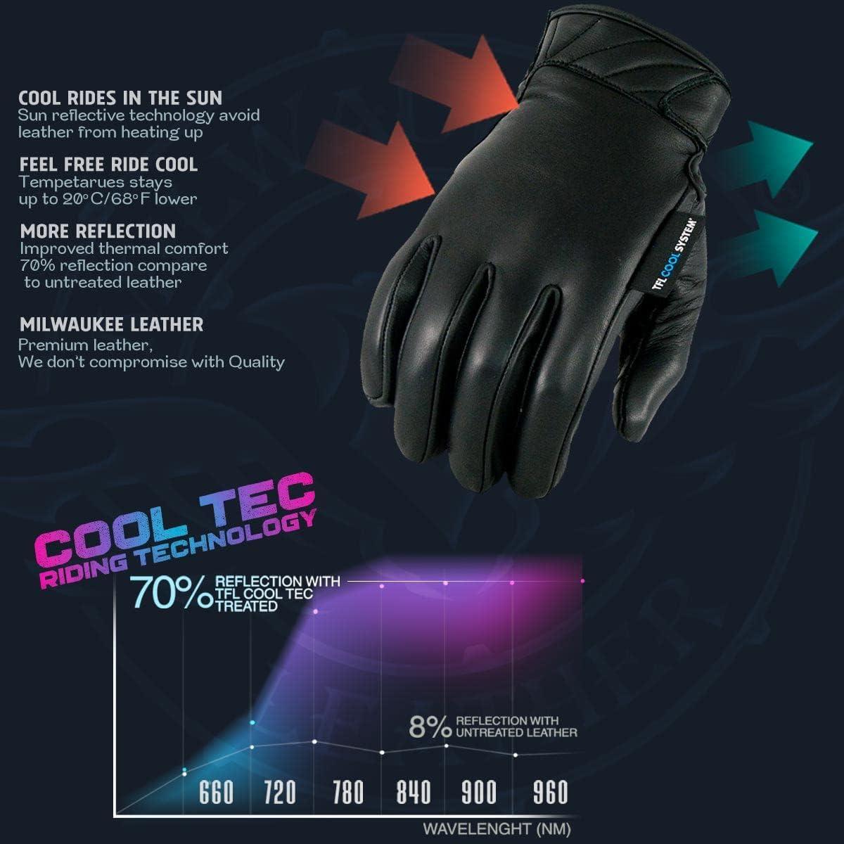 Guantes de motocicleta Milwaukee Leather MG7502 Cool-Tec Negro