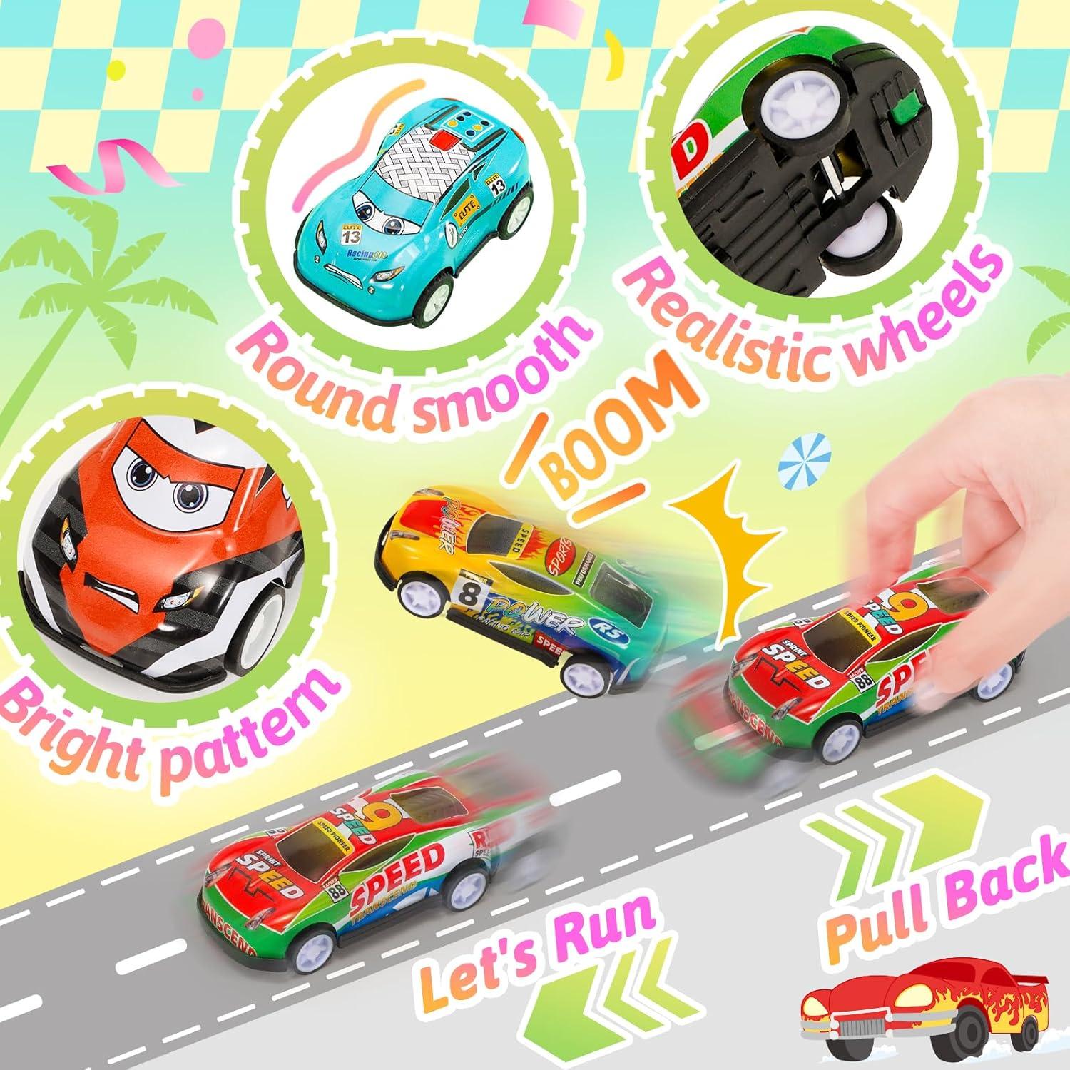 Toy Cars for Kids Ages 4-8, 56Pcs Monster Truck Toys Pull Back Cars with Storage Box, Race Cars Party Favors for Toddler Toys Pinata Goodie Bag Stuffers Christmas Treasure Box Classroom Prizes