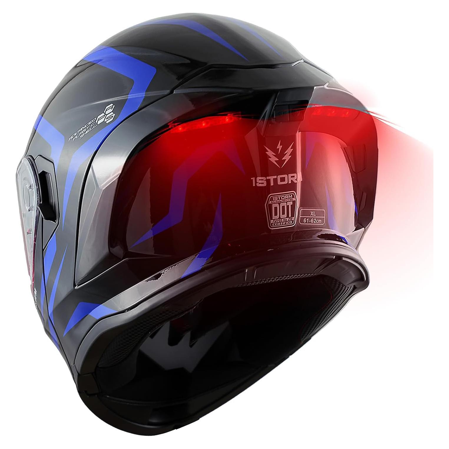 Casco Modular de Motocicleta 1Storm LED-X90 Flecha Azul