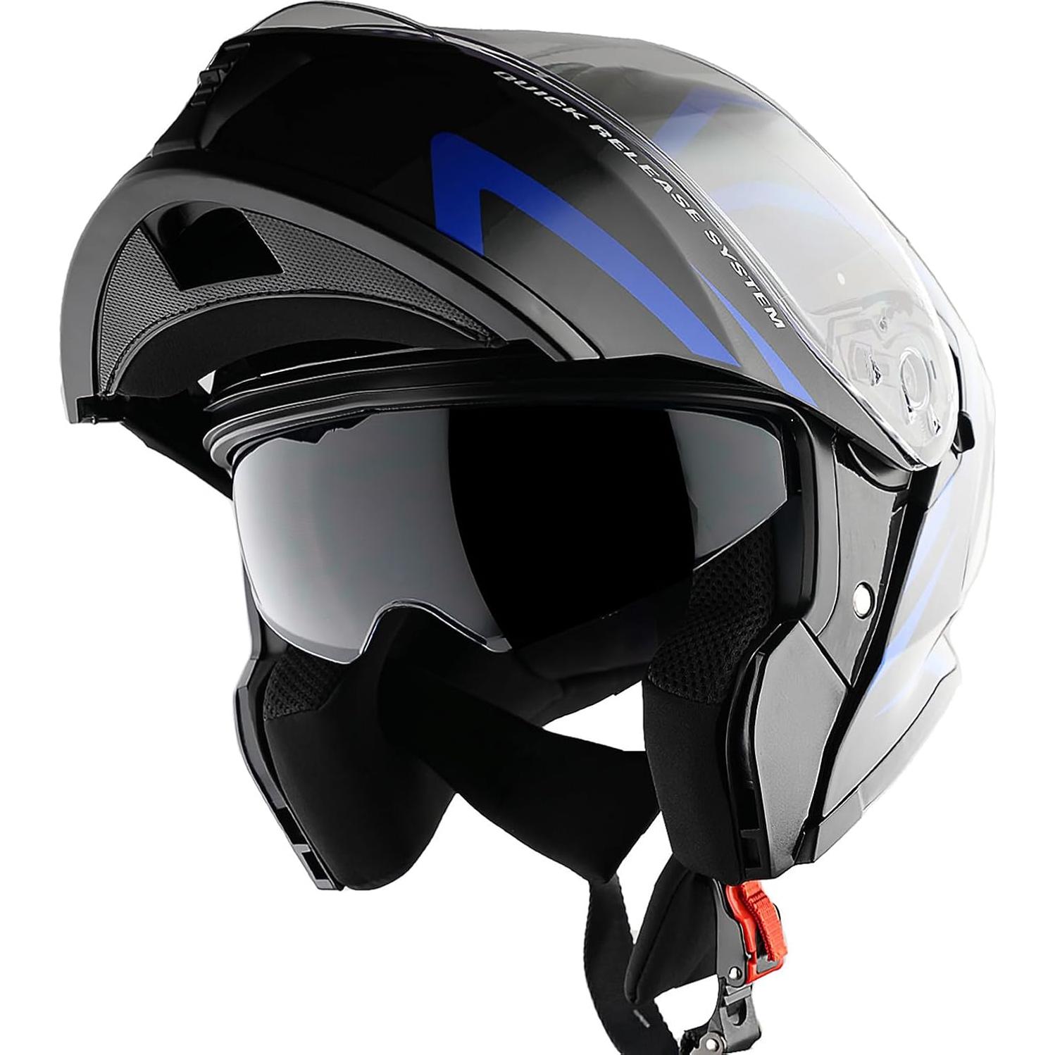 Casco Modular de Motocicleta 1Storm LED-X90 Flecha Azul