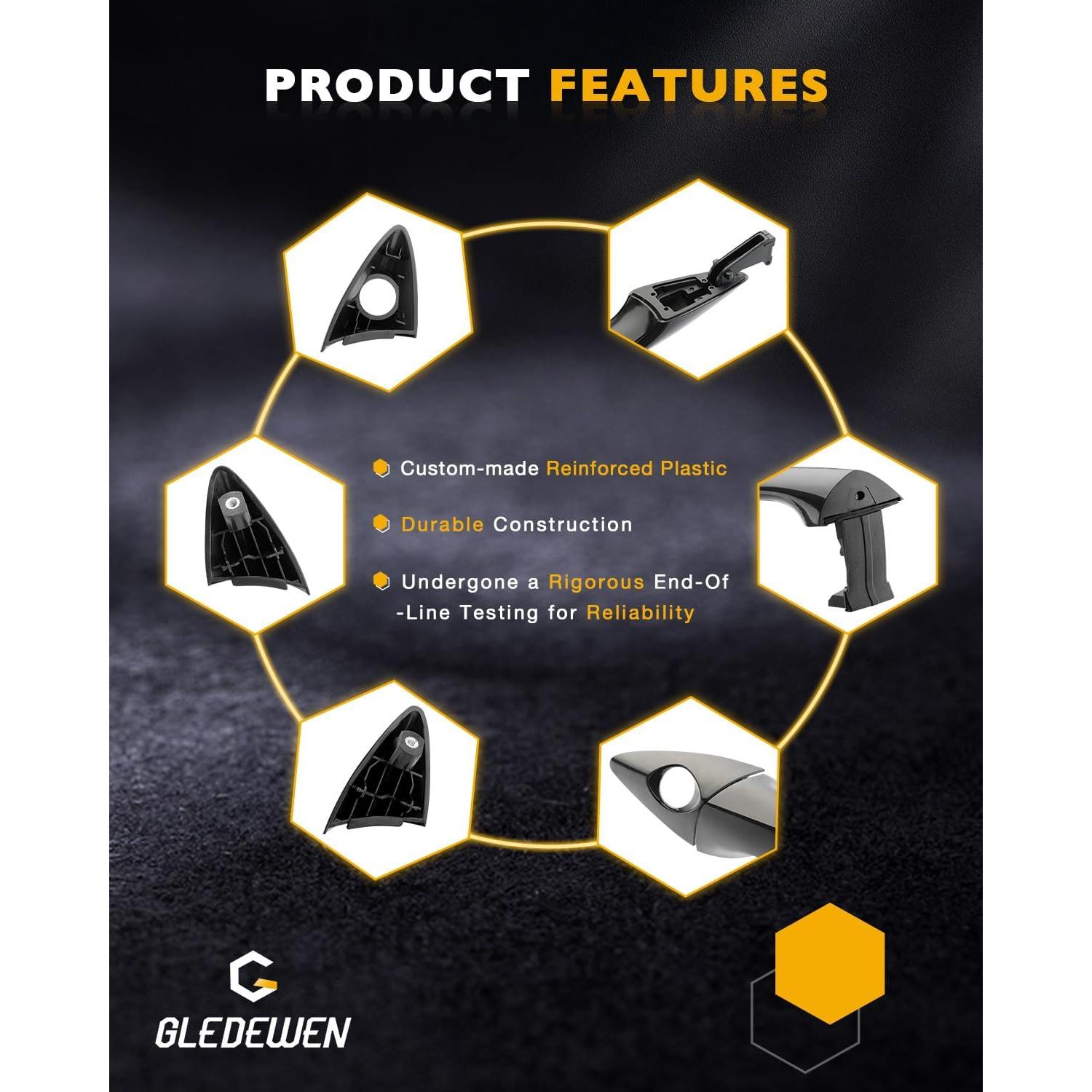 Juego de Manijas de Puerta Exterior Gledewen para Hyundai Elantra 2011-2016