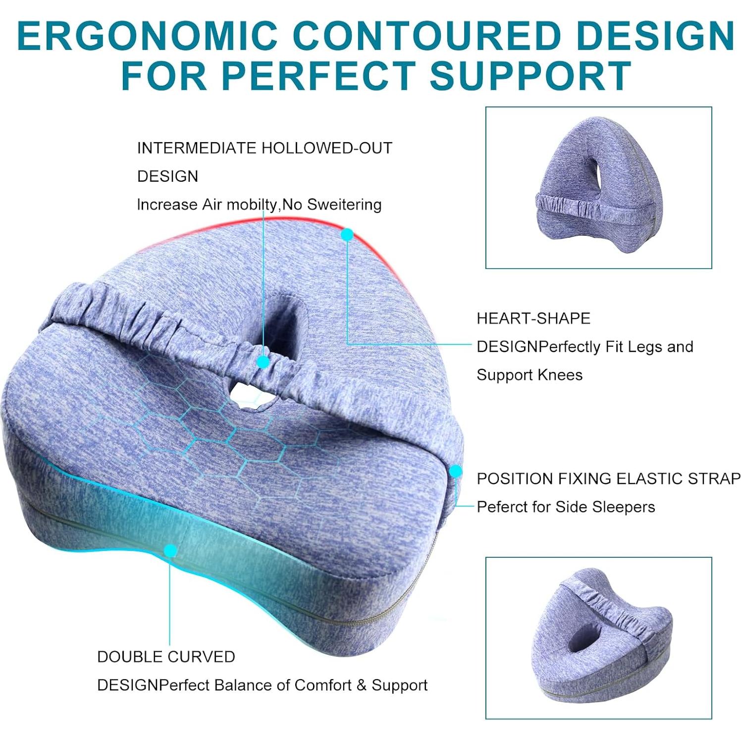 Leg & Knee Pillow for Side Sleepers,Ergonomic Leg Pillow for Soothing, Memory Foam Leg Pillow with Sleeping.Leg&Knee Pillow for Soothing Pain Relief for Sciatica（Blue）