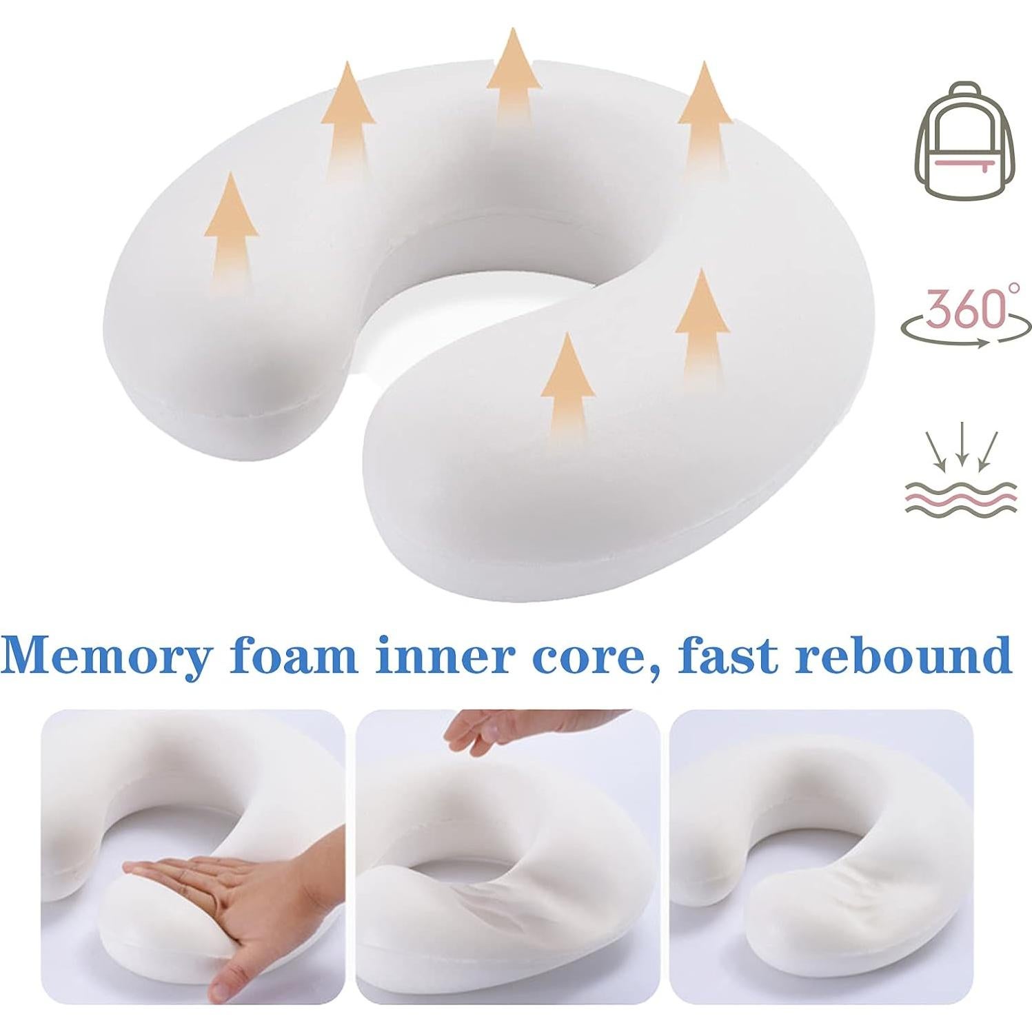 Almohada de viaje DUANY STORE Espuma de memoria Negra 30x28cm