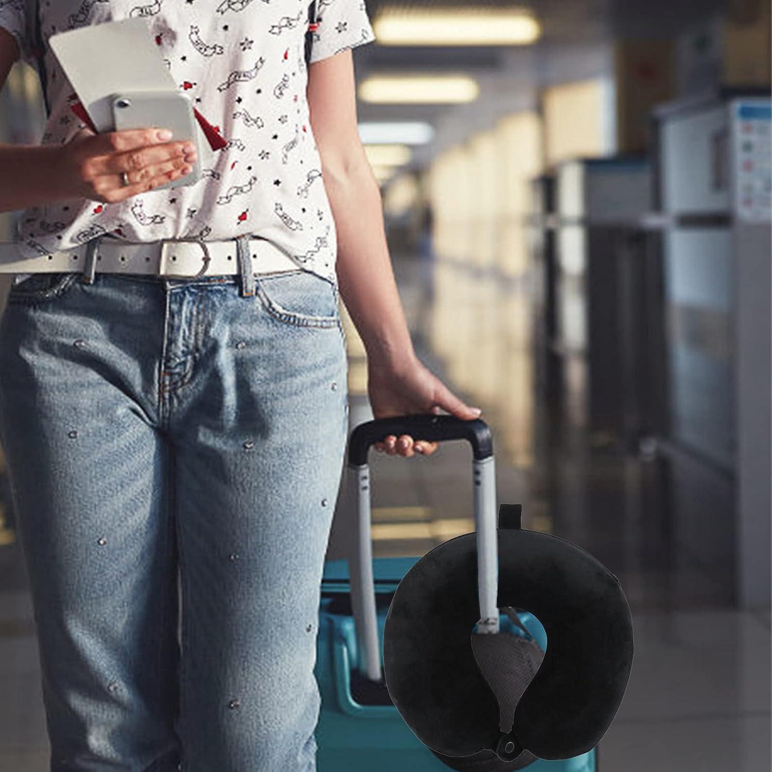 Almohada de viaje DUANY STORE Espuma de memoria Negra 30x28cm