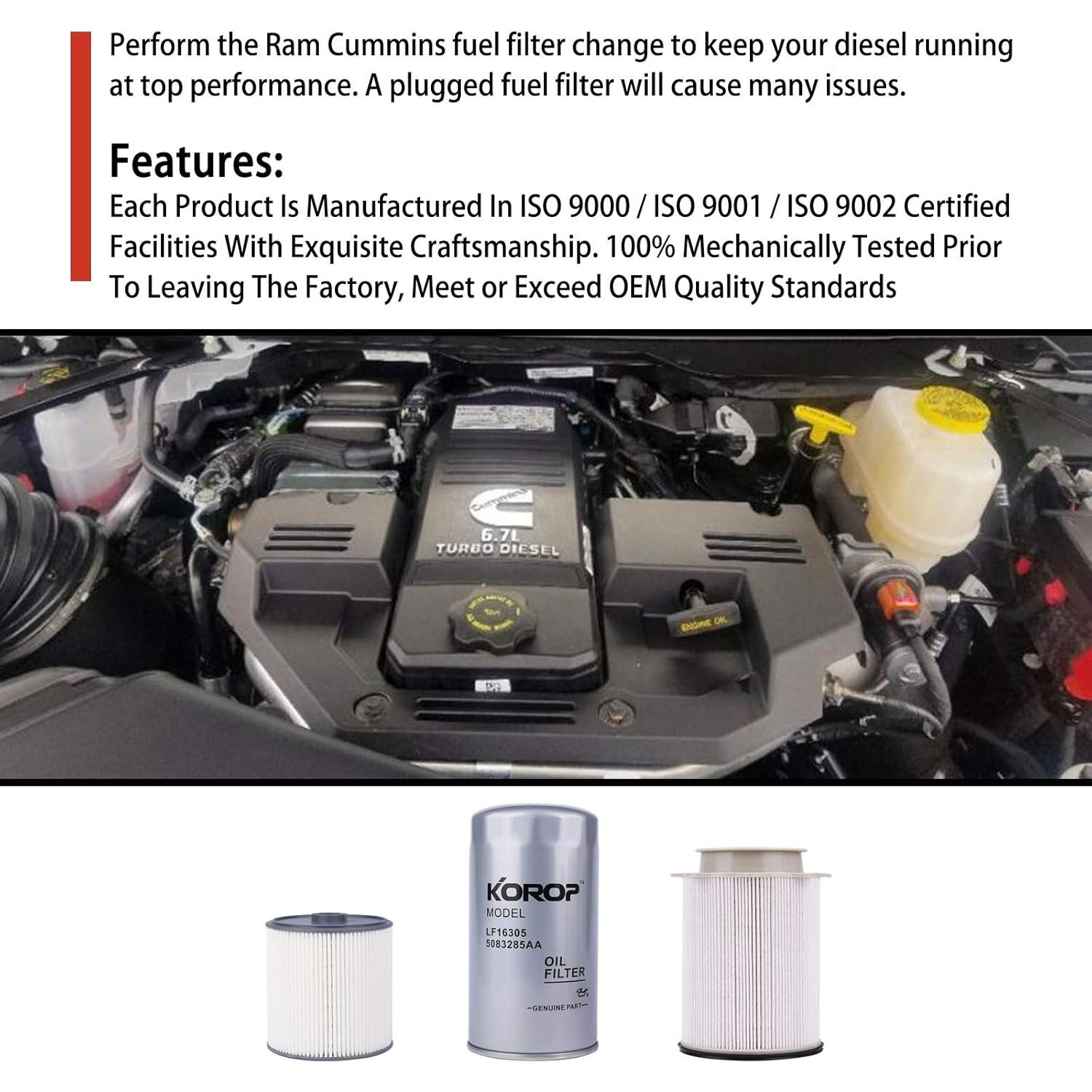 Juego de Filtro de Combustible KOROP para Dodge Ram 6.7L 2019-2022