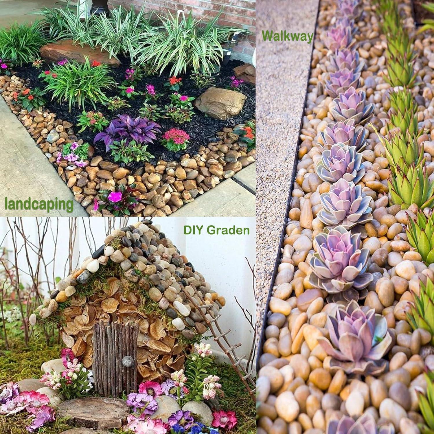 1.1LBS Polished River Rocks for Landscaping Decorative Pebble Stones for Plants Indoor Succulent Garden Patio Landscaping Decorative Ornamental Pebbles