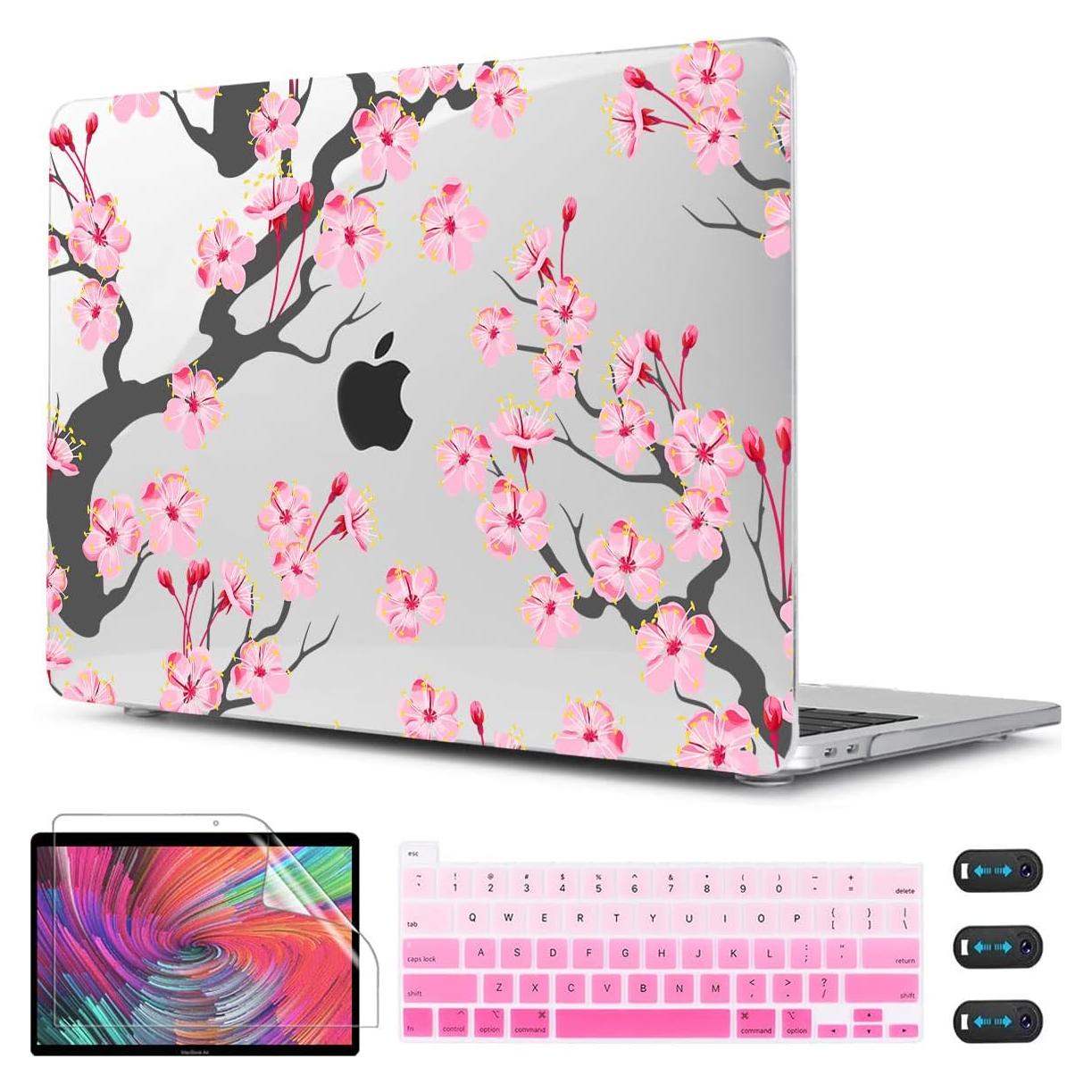 CISSOOK Hard Shell Case for MacBook Pro 13 inch A2338 A2289 A2251 2025-2020 Released, Cherry Floral Beauty Cover with Keyboard Cover and Screen Protector for MacBook Pro 13 M1 M2 - Cherry Blossoms