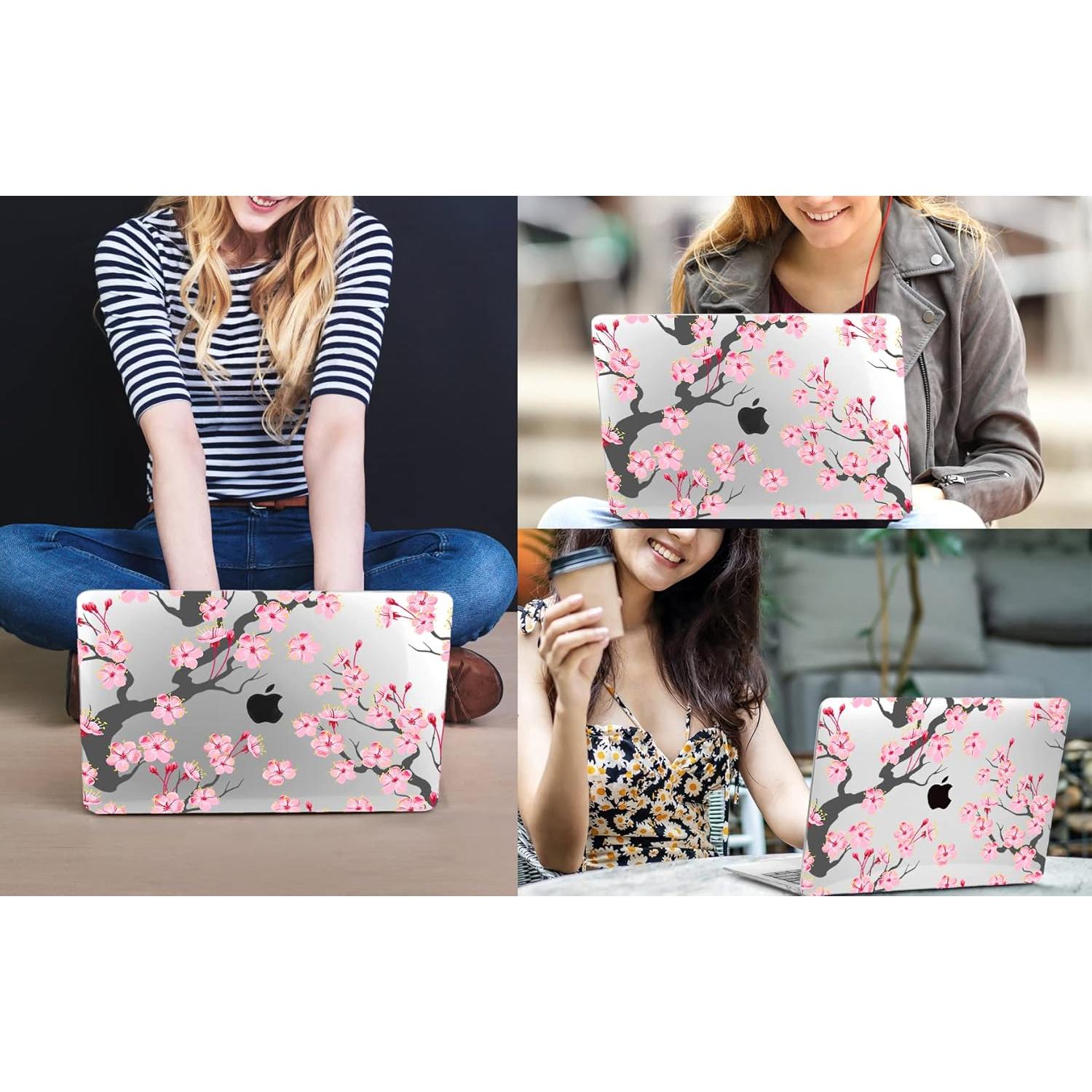 CISSOOK Hard Shell Case for MacBook Pro 13 inch A2338 A2289 A2251 2025-2020 Released, Cherry Floral Beauty Cover with Keyboard Cover and Screen Protector for MacBook Pro 13 M1 M2 - Cherry Blossoms