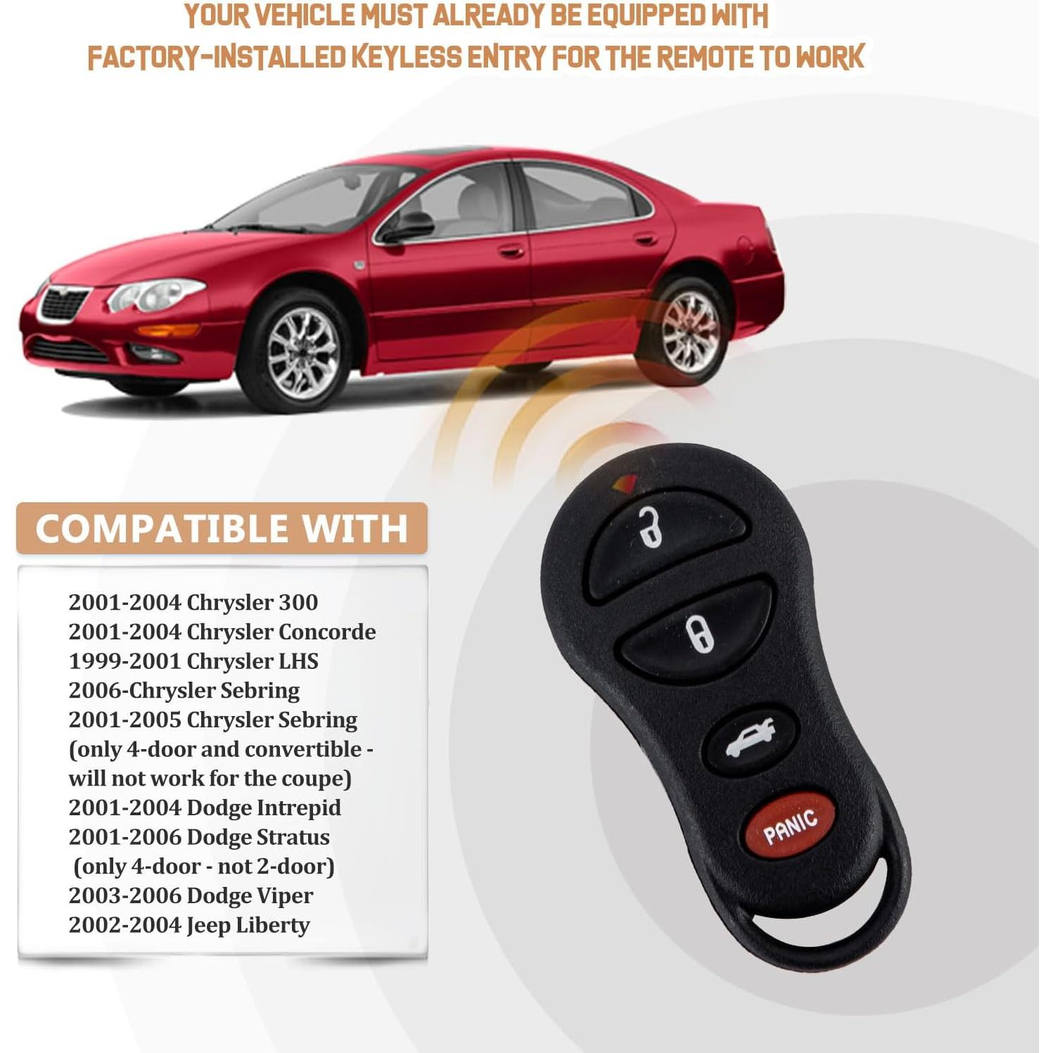 Control Remoto Chrysler 300M 1999-2004 USAKeys 4 Botones