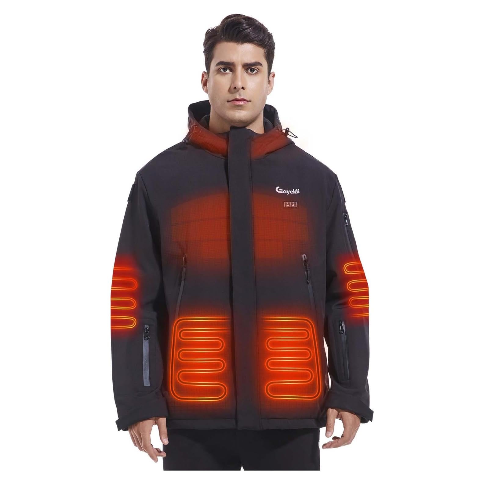Chaqueta Calentada Eoyekli Impermeable 12V 20000mAh Negra