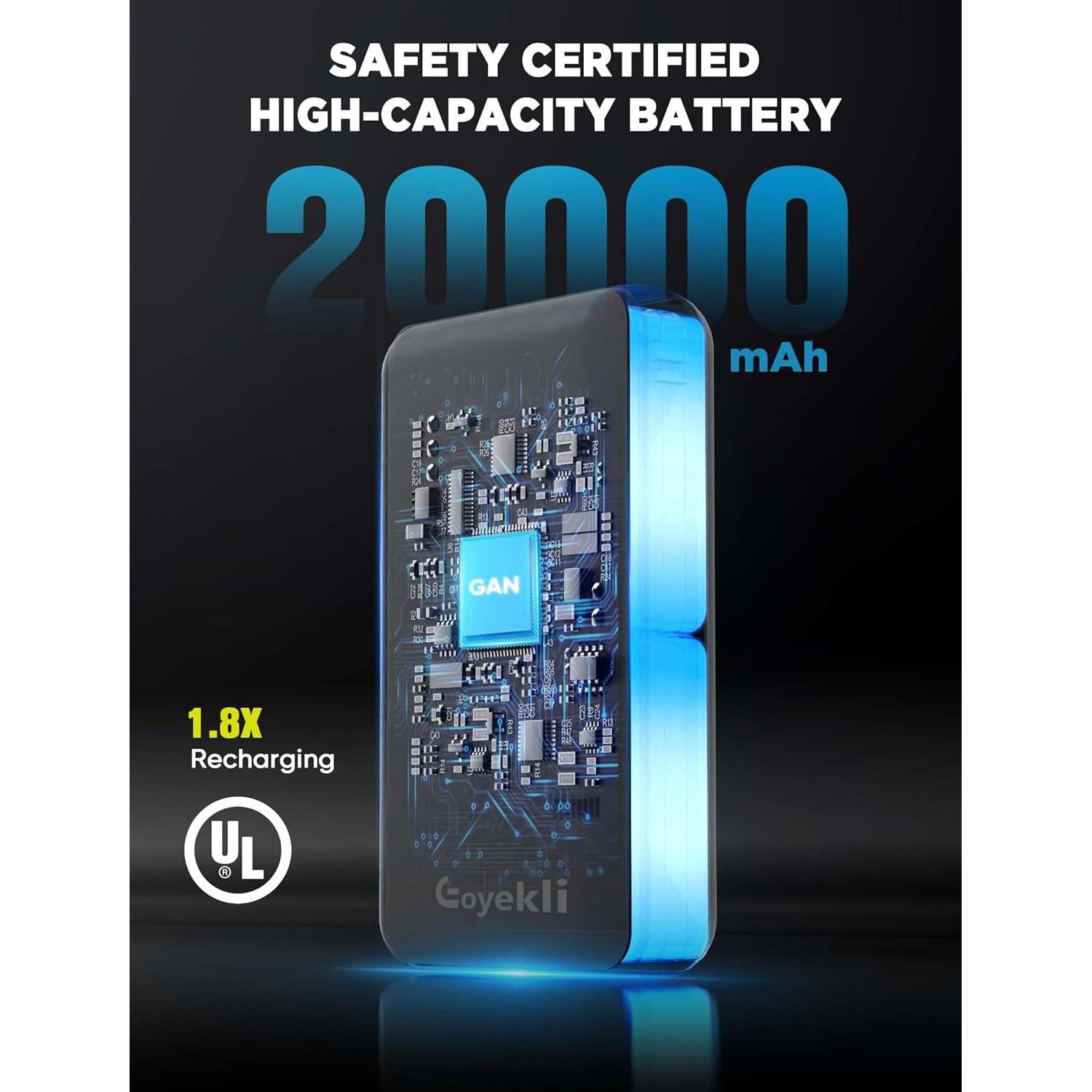 Chaqueta Calentada Eoyekli Impermeable 12V 20000mAh Negra