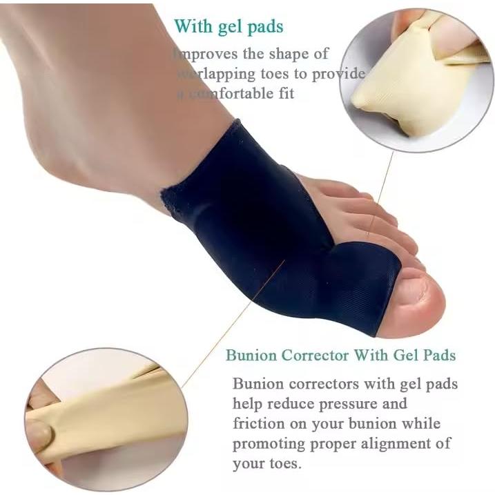 PEXERA Bunion Corrector Splint, 2 Pack, Toe Separator and Silicone Protector for Hallux Valgus, Foot Slip-On (Beige)