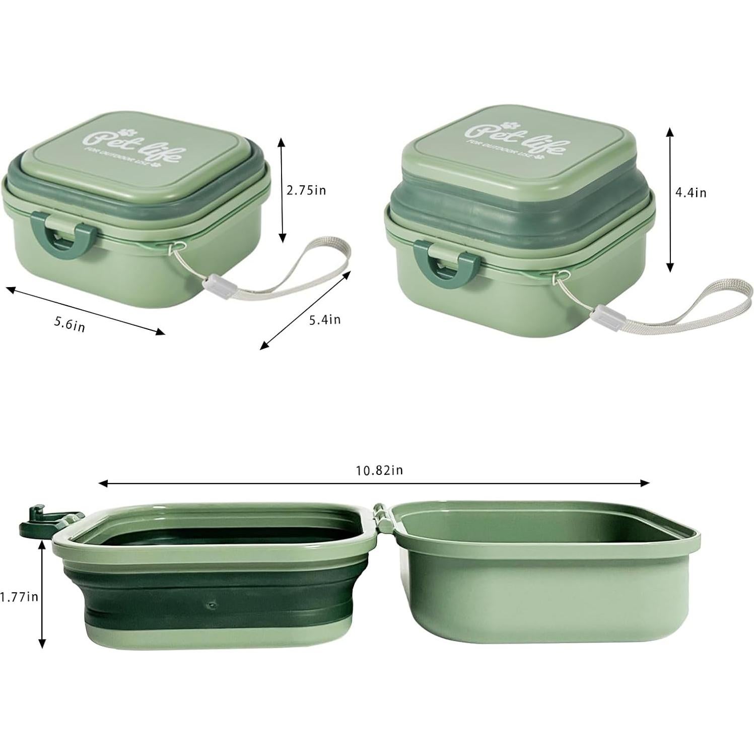 Cuenco Plegable para Perros Cermug 2 en 1 Verde - Agua y Comida