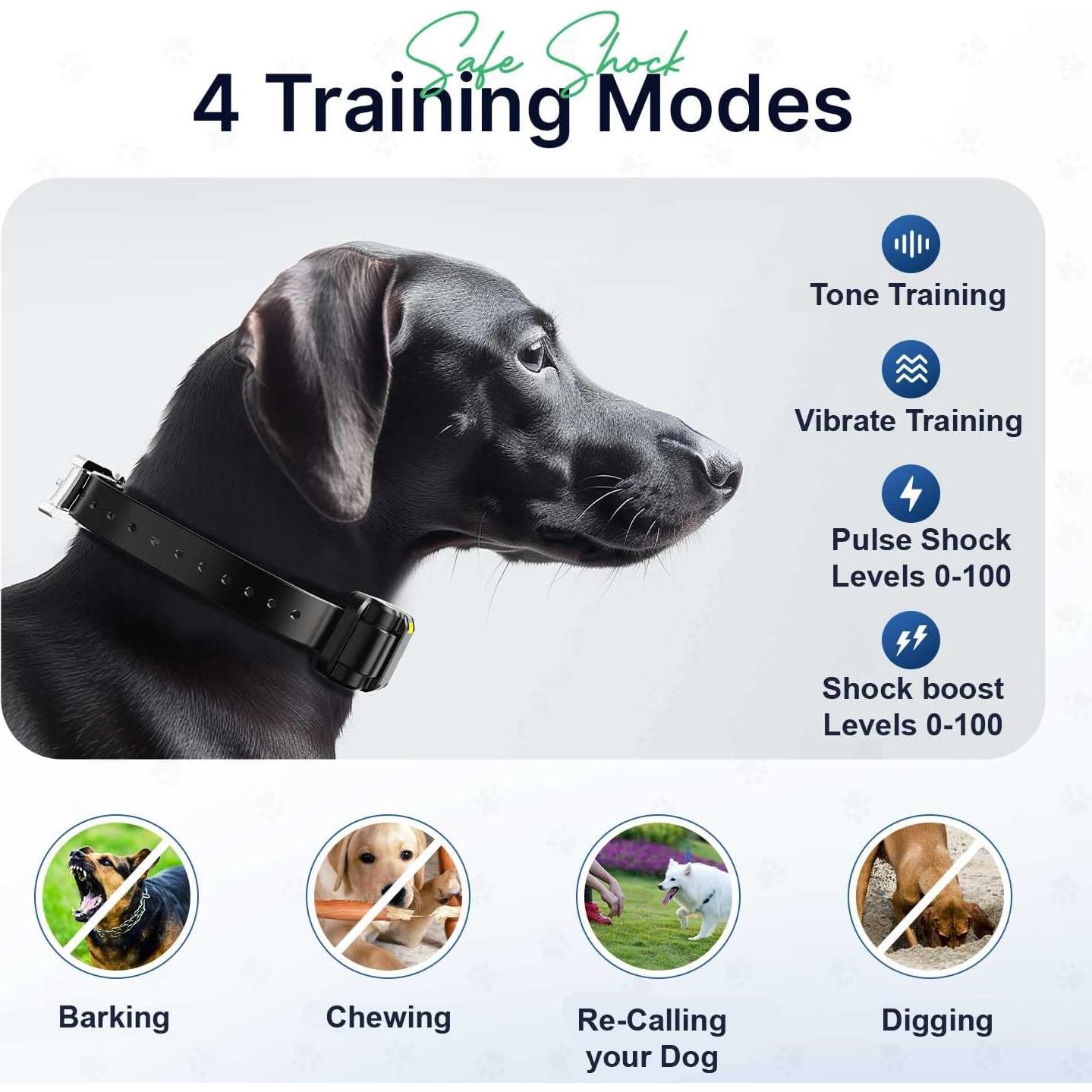 My Pet Command Long Range Dog Training Collar with Remote 1 Mile/5280 Ft Safe Shock, Vibrate, Tone collar with Flashing Beacon Lights Rechargeable Waterproof Dog collar with remote add Up to 2 Collars