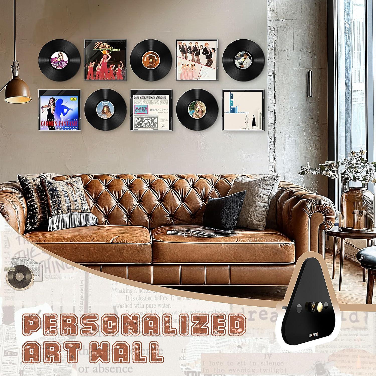 Soporte para Discos de Vinilo Likesing Acrílico Negro Montaje en Pared
