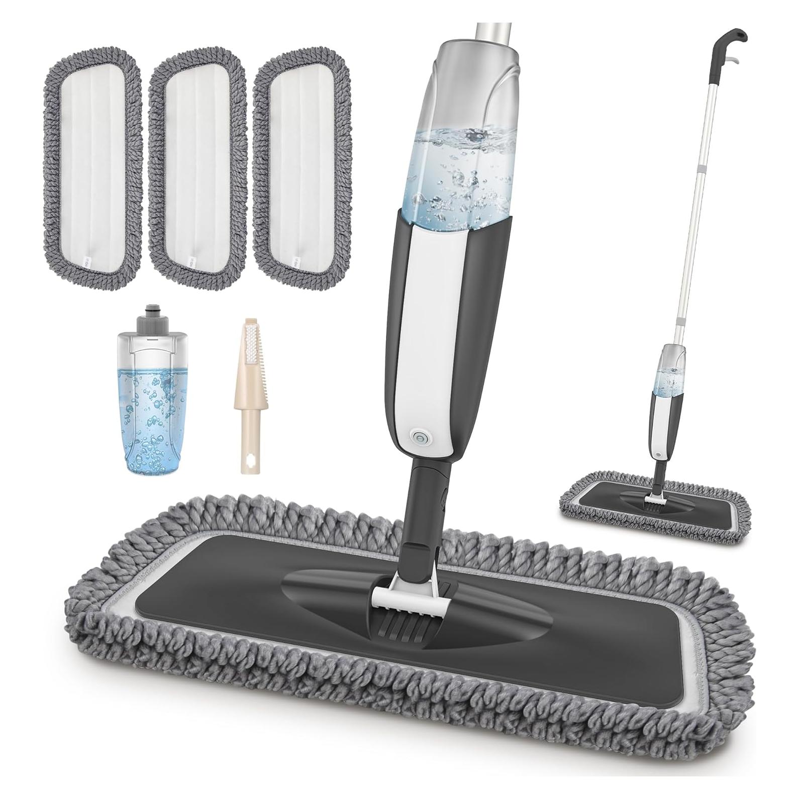 MANGOTIME Spray Mop Microfibra 300ml - Trapeador Ajustable 120cm