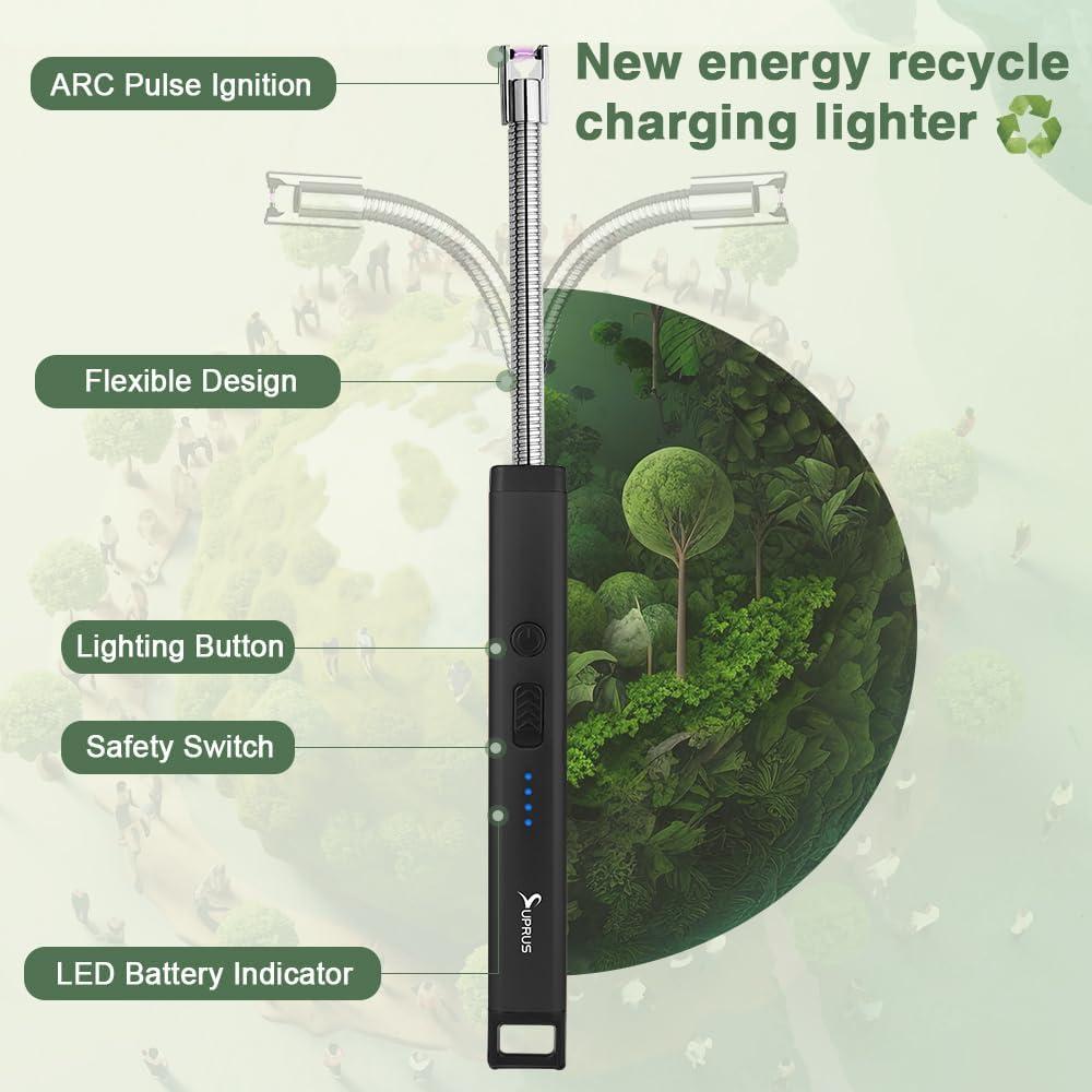 Encendedor Eléctrico Recargable SUPRUS Largo Acero Inoxidable